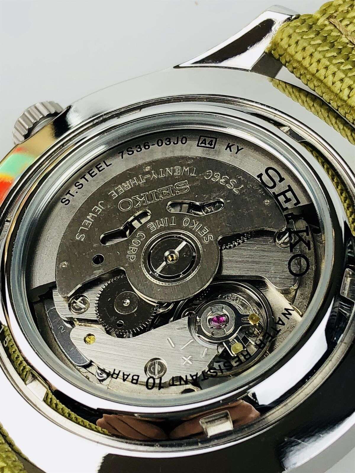 Seiko 5 Sports Automatic Military Cream Dial Canvas Men's Watch SNZG07K1