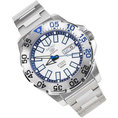 Seiko 5 Sports 'Monster' White Dial Stainless Steel Bracelet Men's Watch SRP481K1