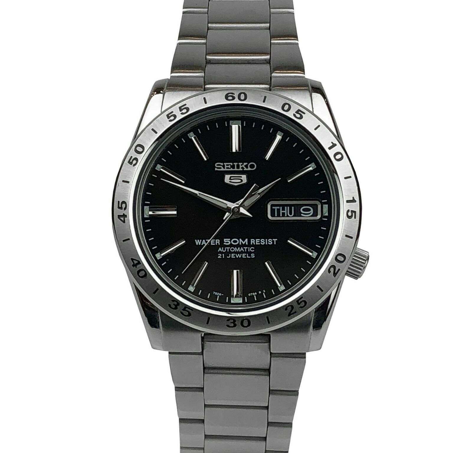 Seiko 5 Automatic Black Dial Stainless Steel Men's Watch SNKE01K1