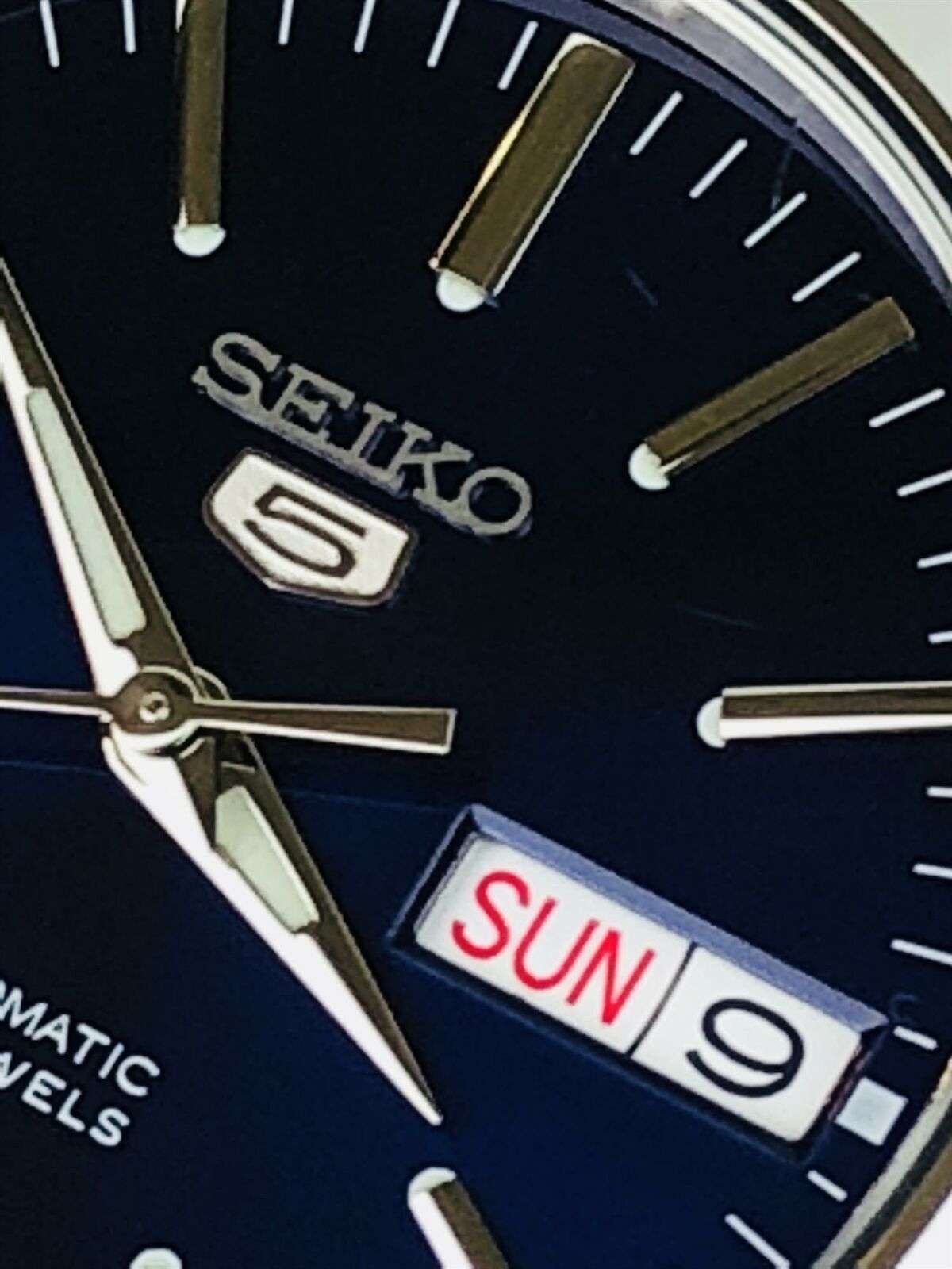 Seiko 5 Automatic Blue Sunburst Dial Steel Bracelet Watch SNKL43K1