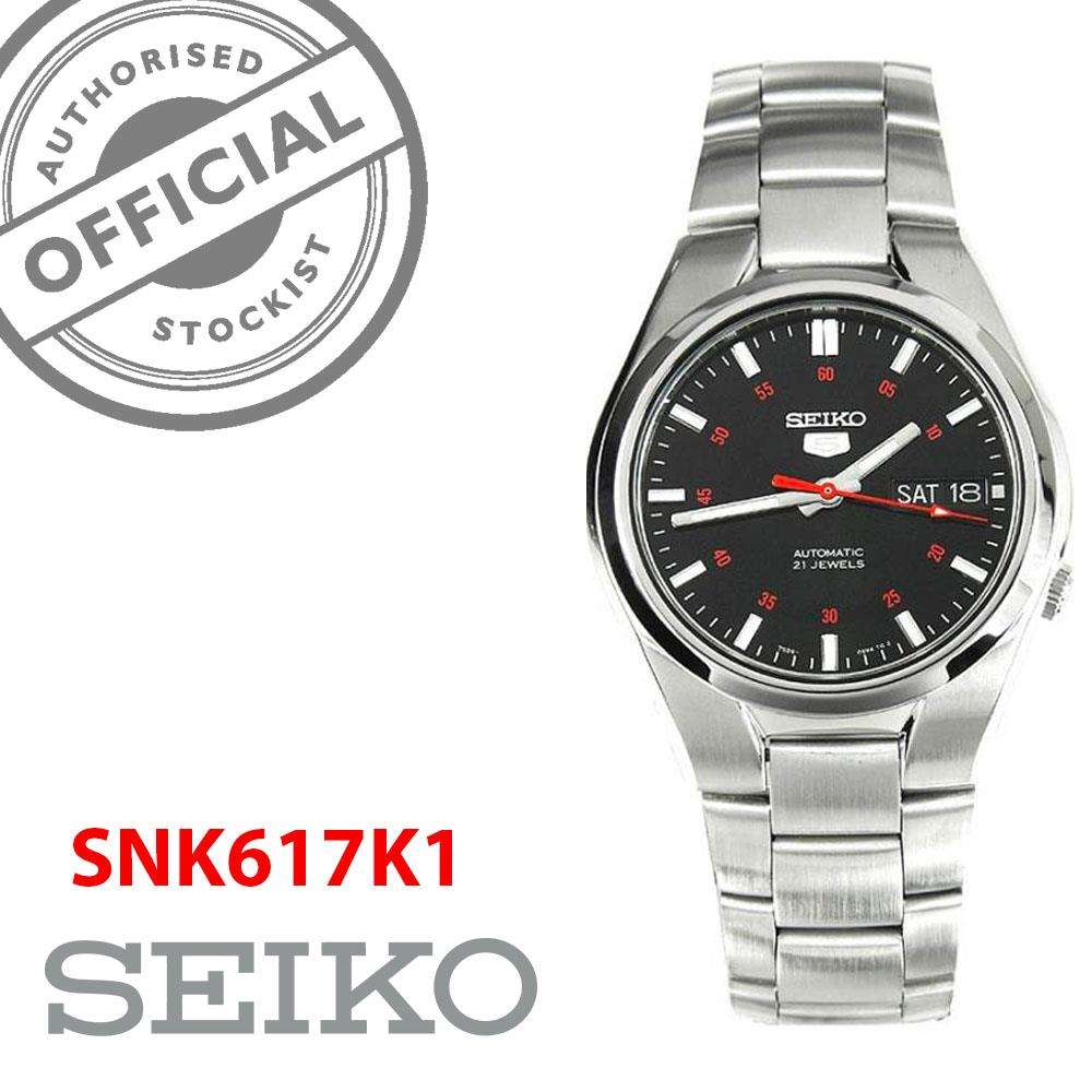Seiko 5 Automatic Black Dial Red Marker Watch SNK617K1 | WatchNation