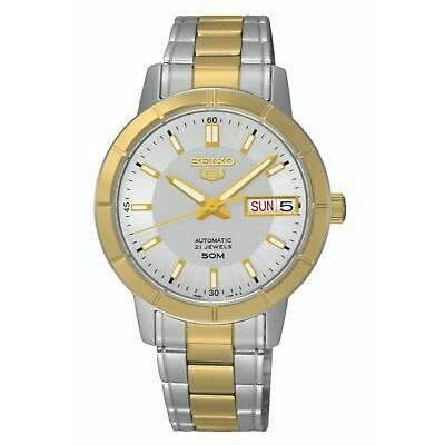 Seiko 5 Automatic White Dial Two Tone Silver Gold Stainless Steel Ladies Watch SNK892K1