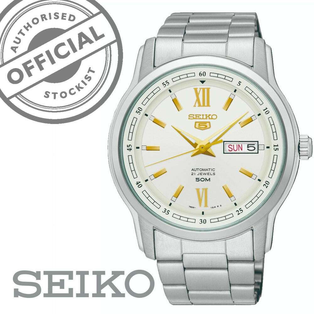 Seiko 5 Automatic White Dial Silver Stainless Steel Men's Watch SNKP15K1