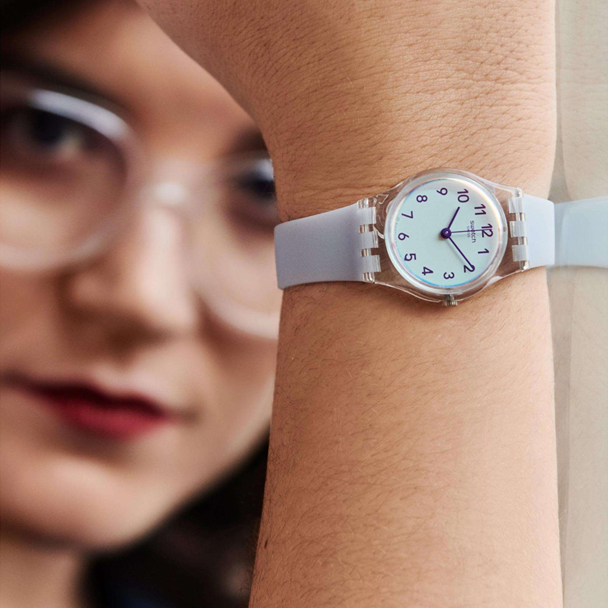 Swatch Casual Blue Quartz Blue Dial Silicone Strap Ladies Watch LK396