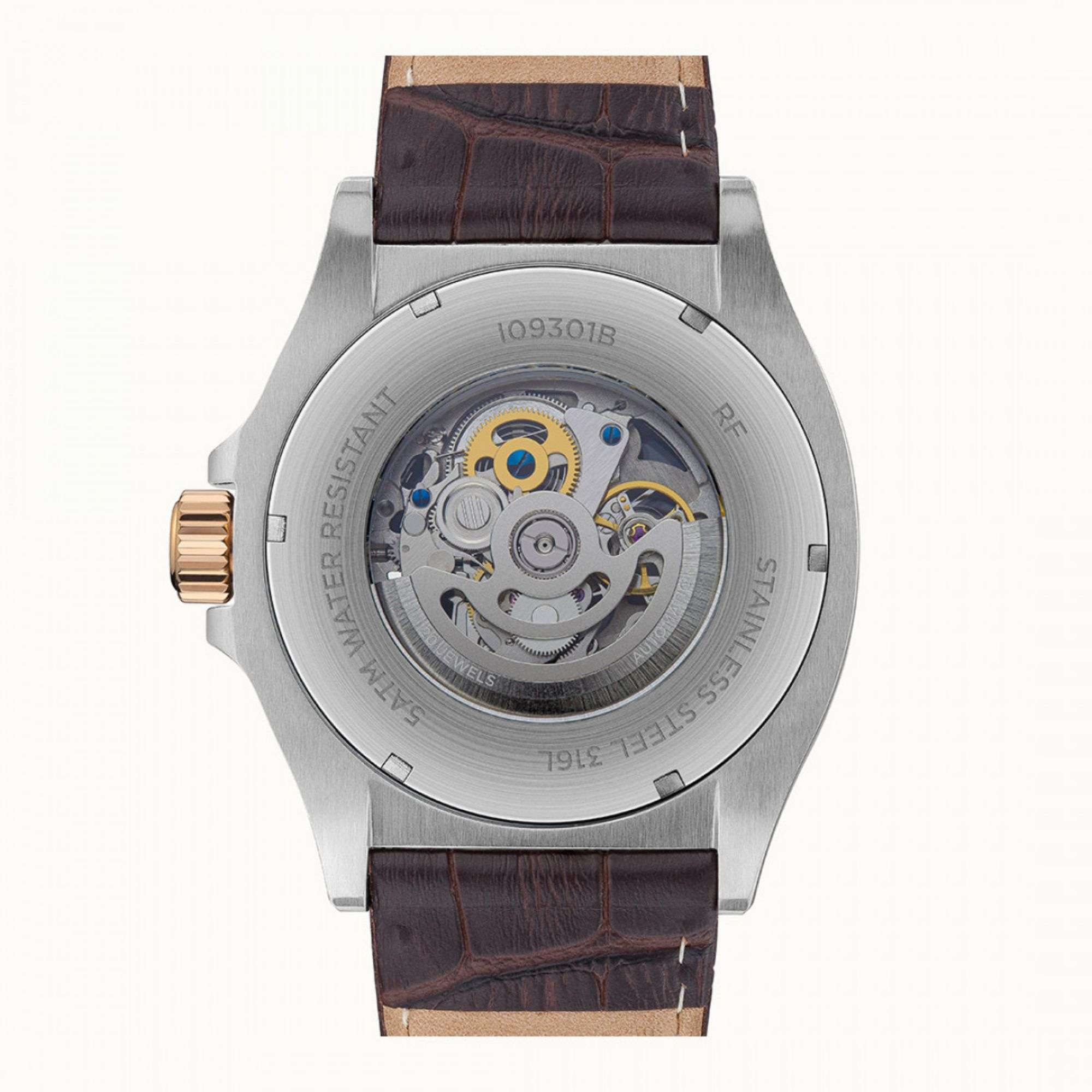 Ingersoll The Orville Automatic Silver Skeleton Dial Brown Leather Strap Men's Watch I09301B