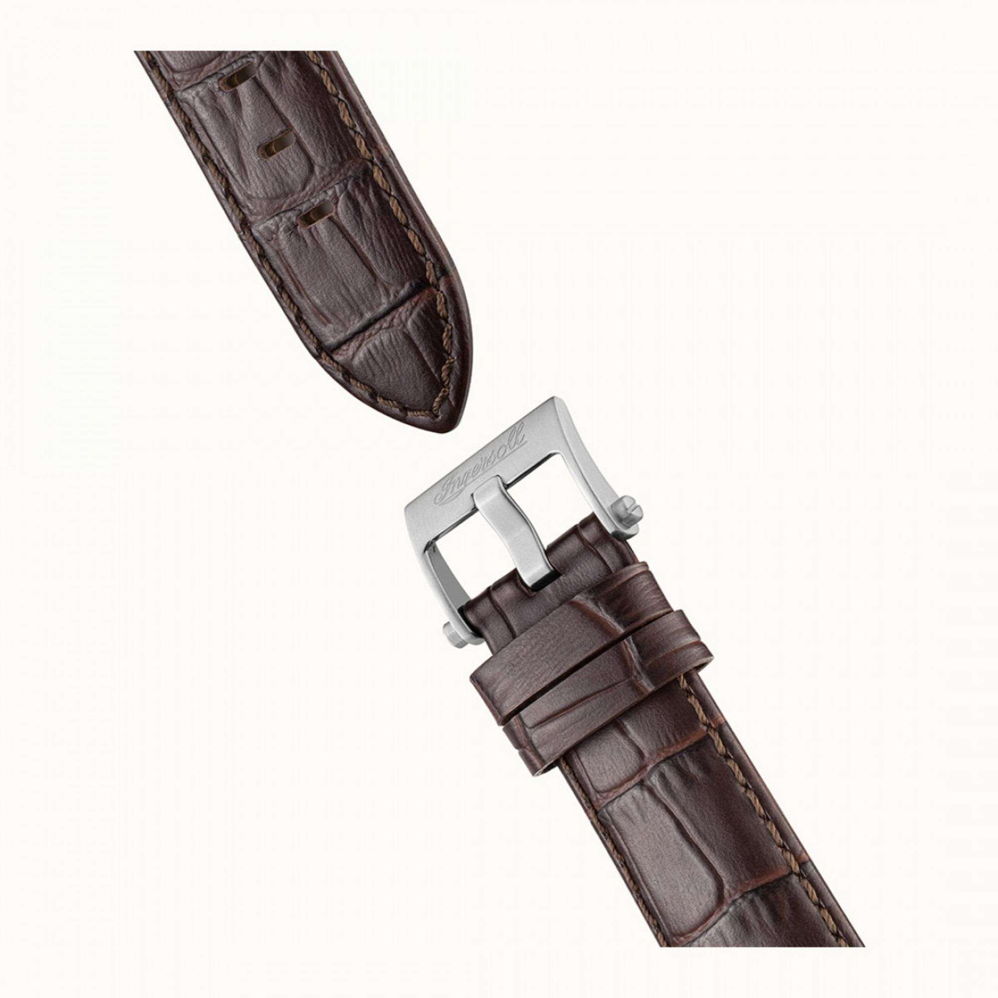Ingersoll The Orville Automatic Silver Skeleton Dial Brown Leather Strap Men's Watch I09301B