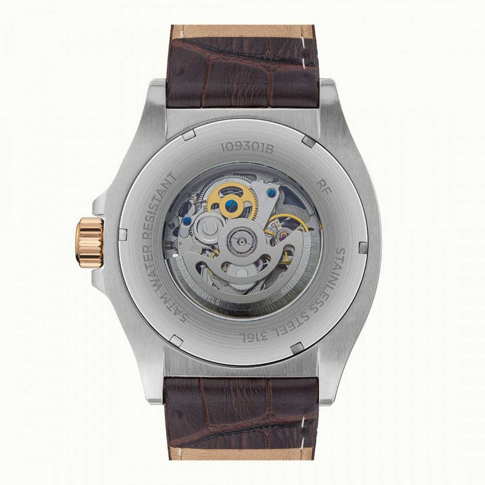 Ingersoll The Orville Automatic Silver Skeleton Dial Brown Leather Strap Men's Watch I09301B