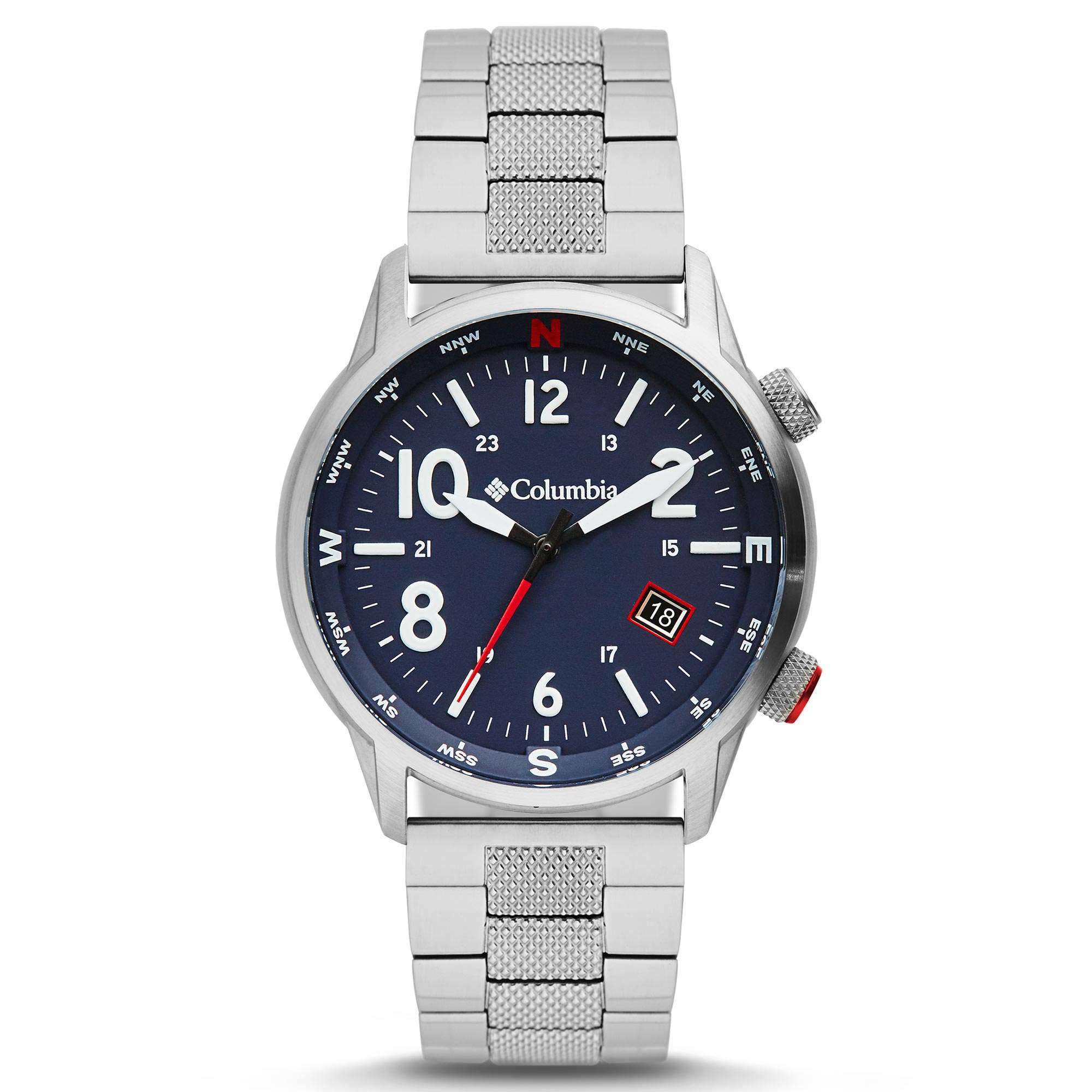 Columbia Outbacker Quartz Navy Blue Dial Silver Stainless Steel Bracelet Men's Watch CSC01-007