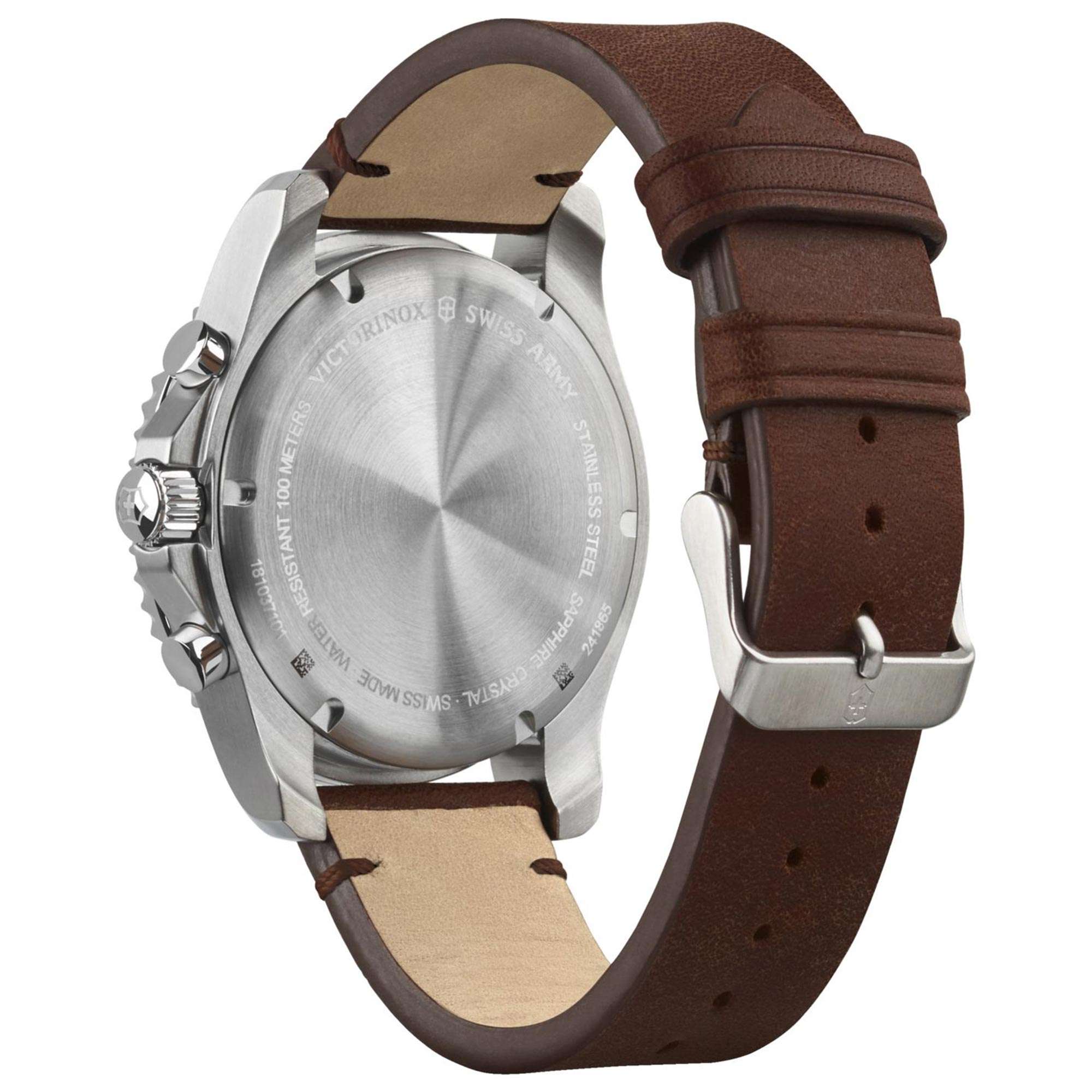 Victorinox Maverick Quartz Blue Dial Brown Leather Strap Watch 241865