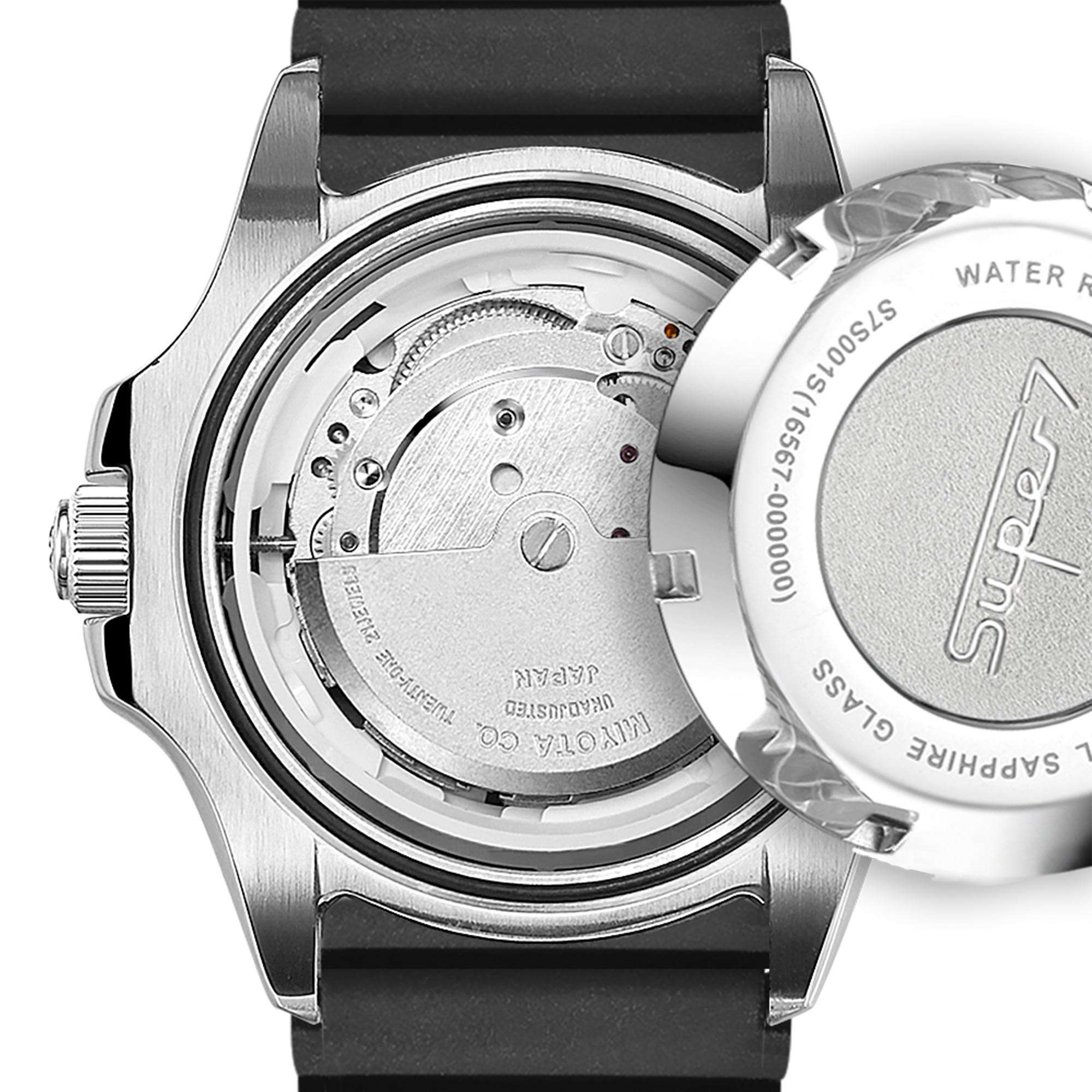 Rotary Super 7 SCUBA Pepsi Automatic Navy Blue Dial Silicone Strap Men's Dive Watch S7S004S