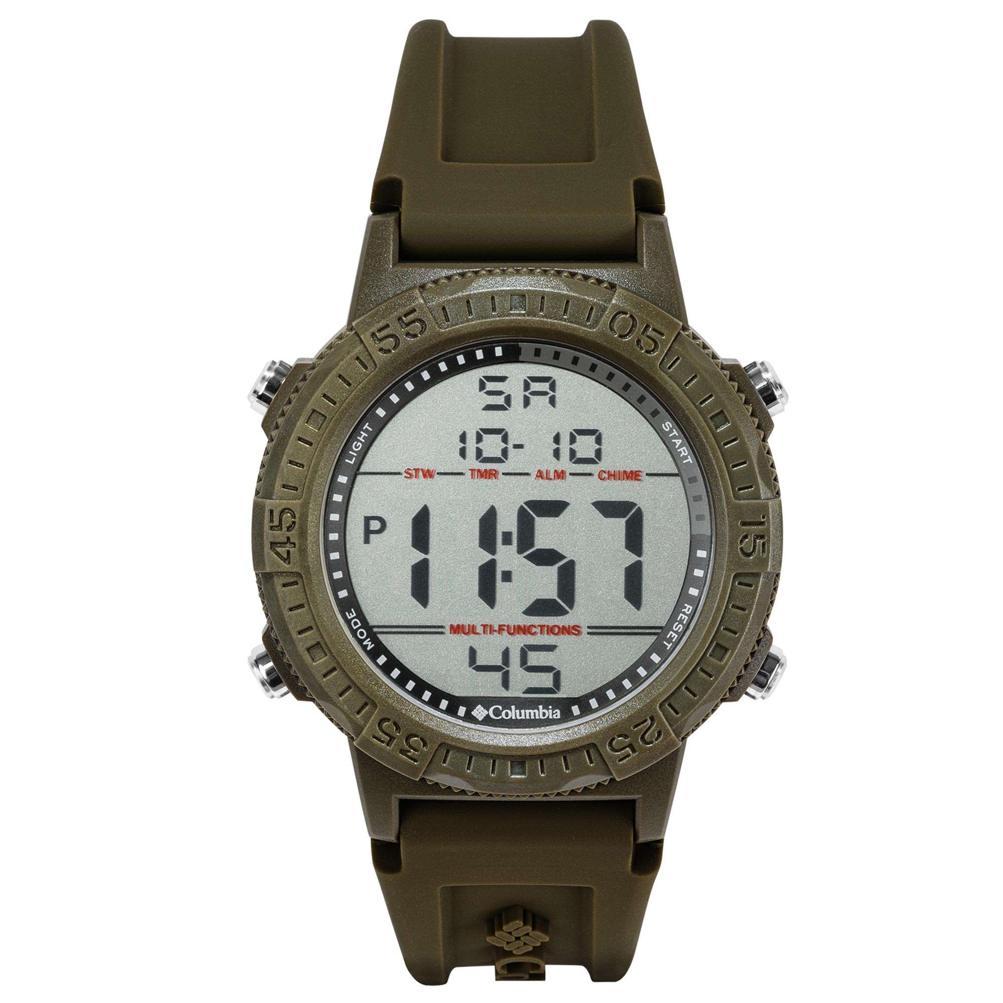 Columbia Exclusive Peak Patrol Quartz Digital Dial Olive Green Strap Men's Watch CSS14-002