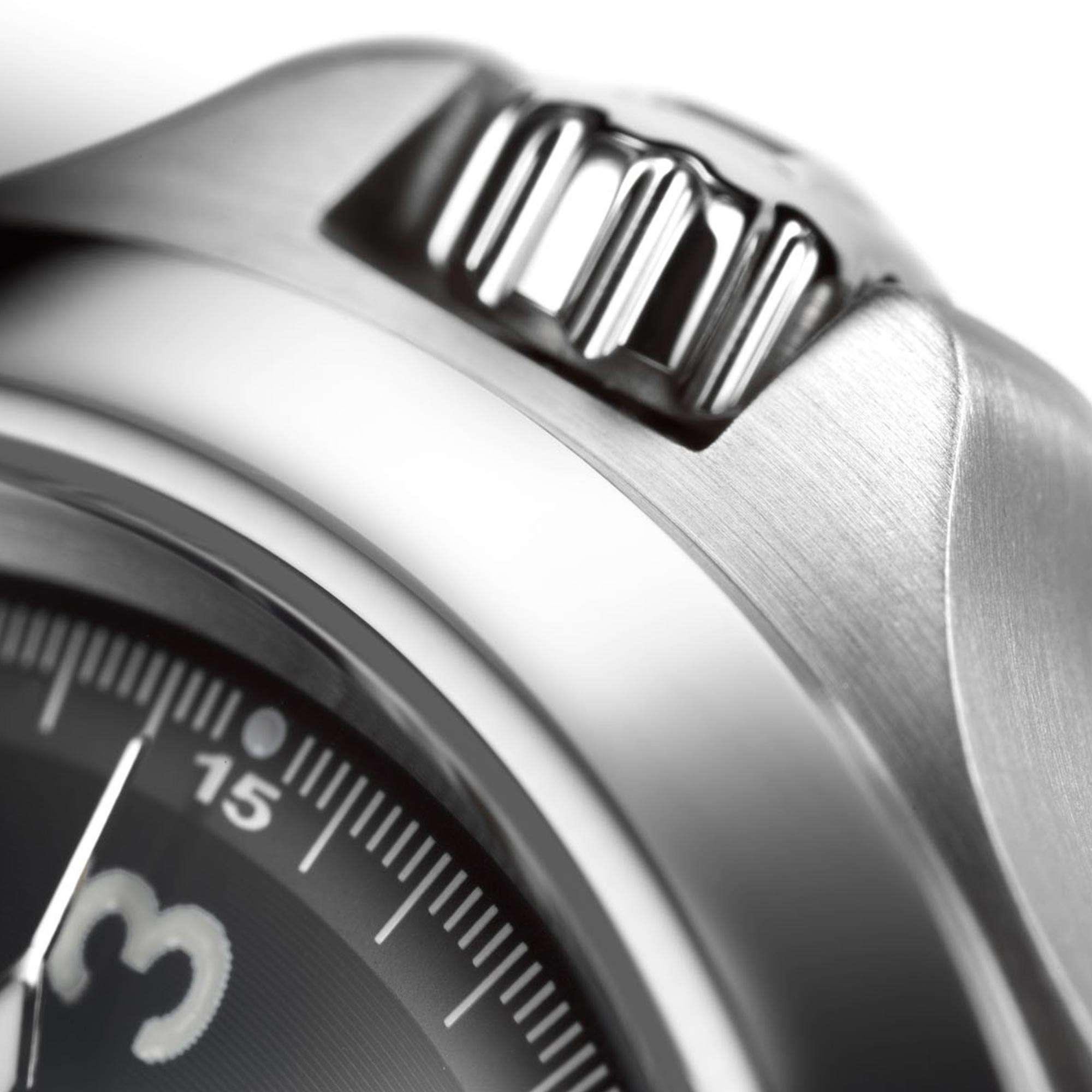Hamilton Khaki Field H64455133 40mm brushed and polished case with crown guard detail