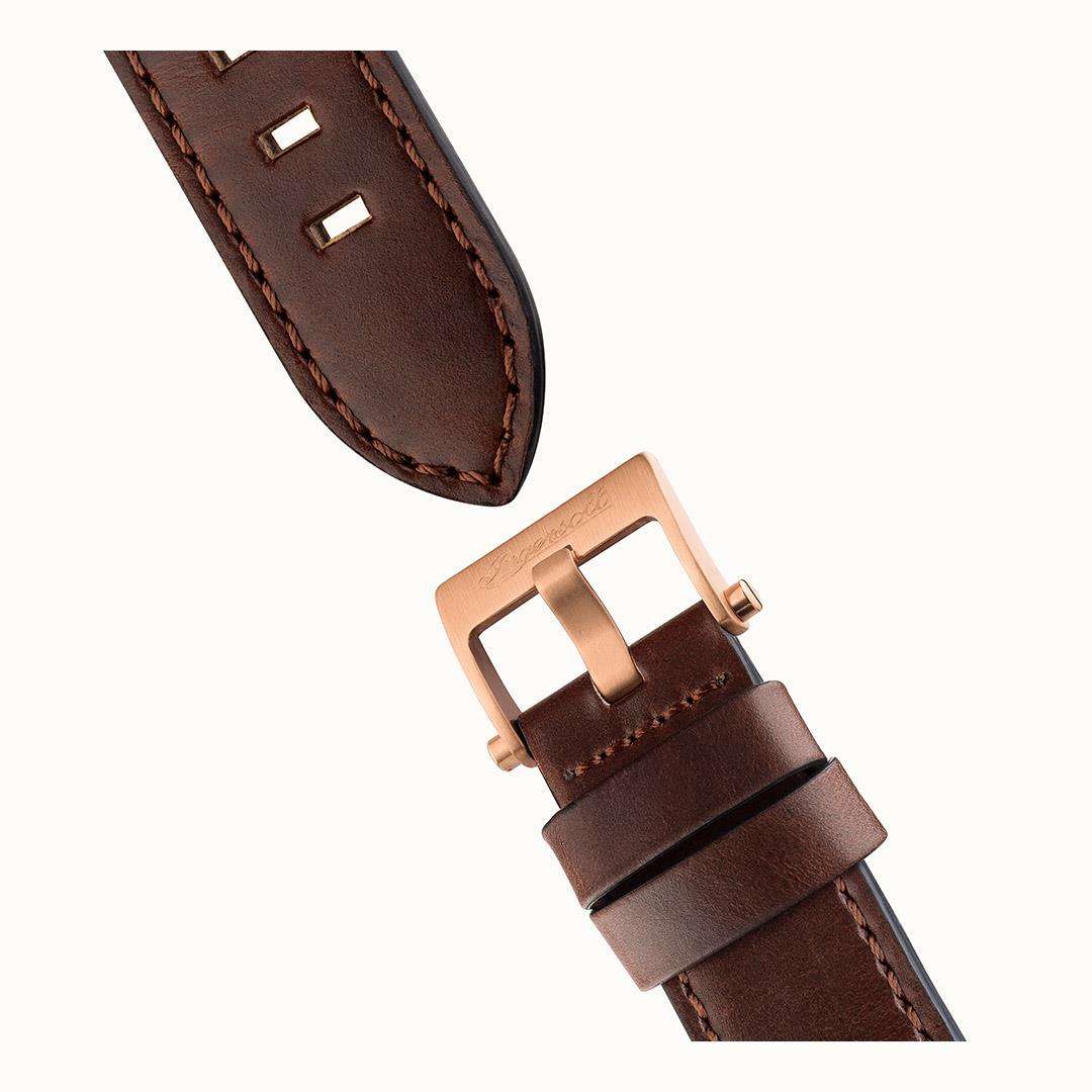 Ingersoll The Challenger Automatic Skeleton Dial Brown Leather Strap Men's Watch I12303