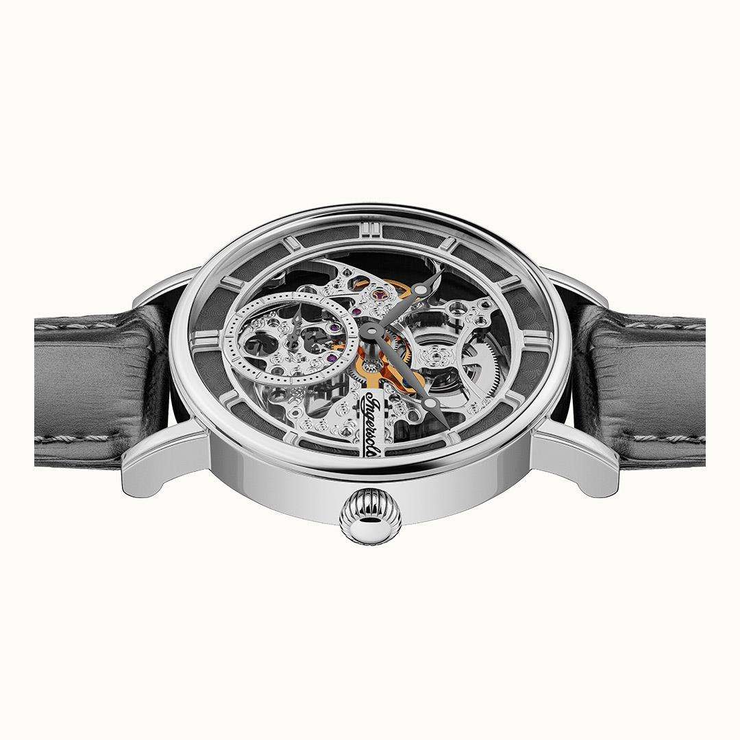 Ingersoll The Herald Automatic Grey Leather Strap Silver Dial Men's Watch I00402B