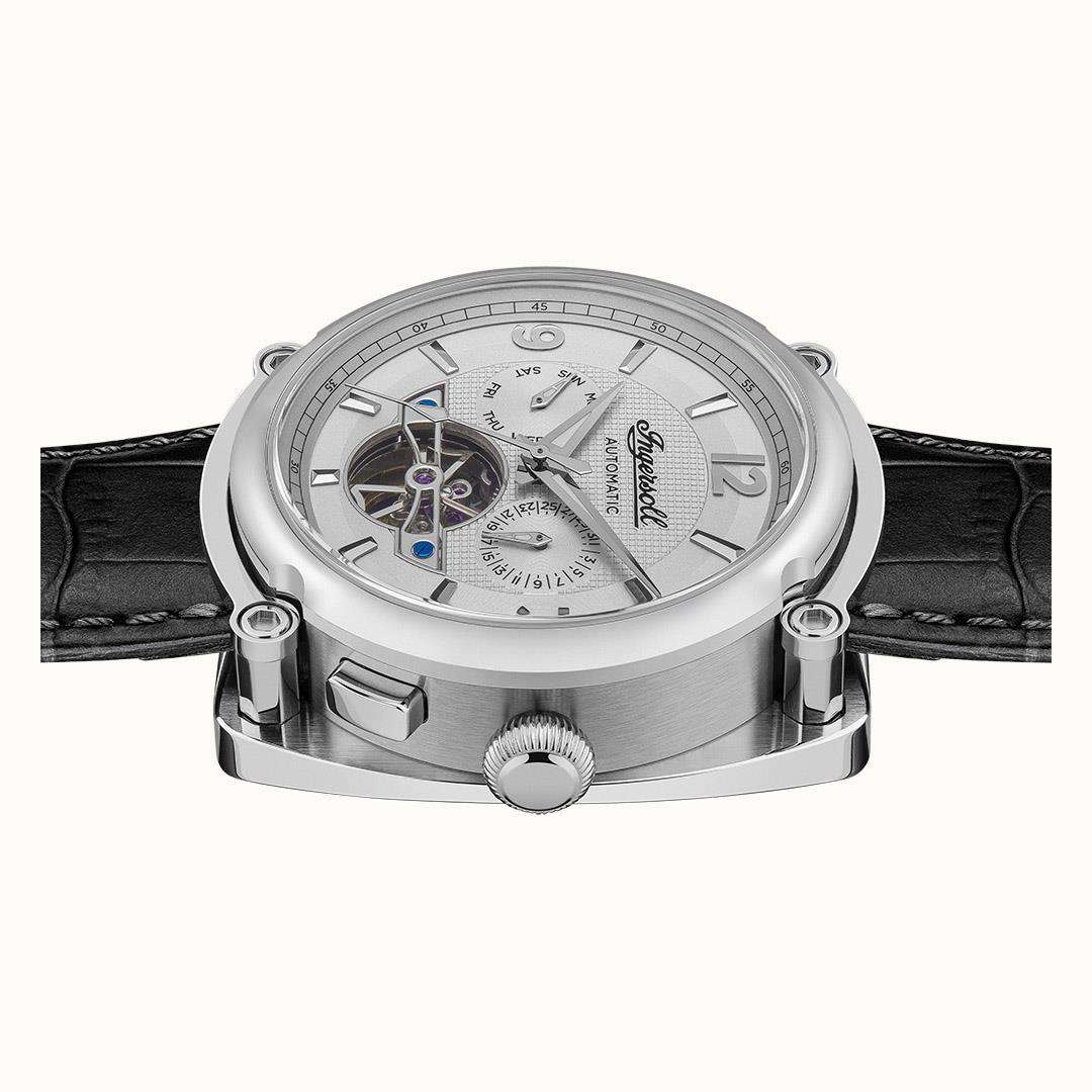 Ingersoll The Michigan Automatic White Dial Black Leather Strap Men's Watch I01105