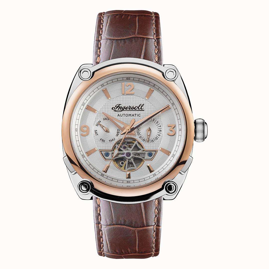 Ingersoll The Michigan Automatic White Dial Brown Leather Strap Men's Watch I01103B