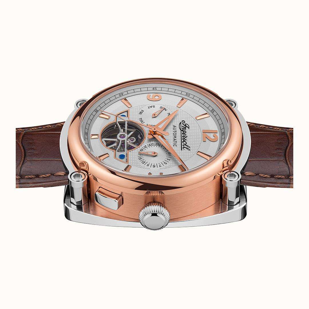 Ingersoll The Michigan Automatic White Dial Brown Leather Strap Men's Watch I01103B