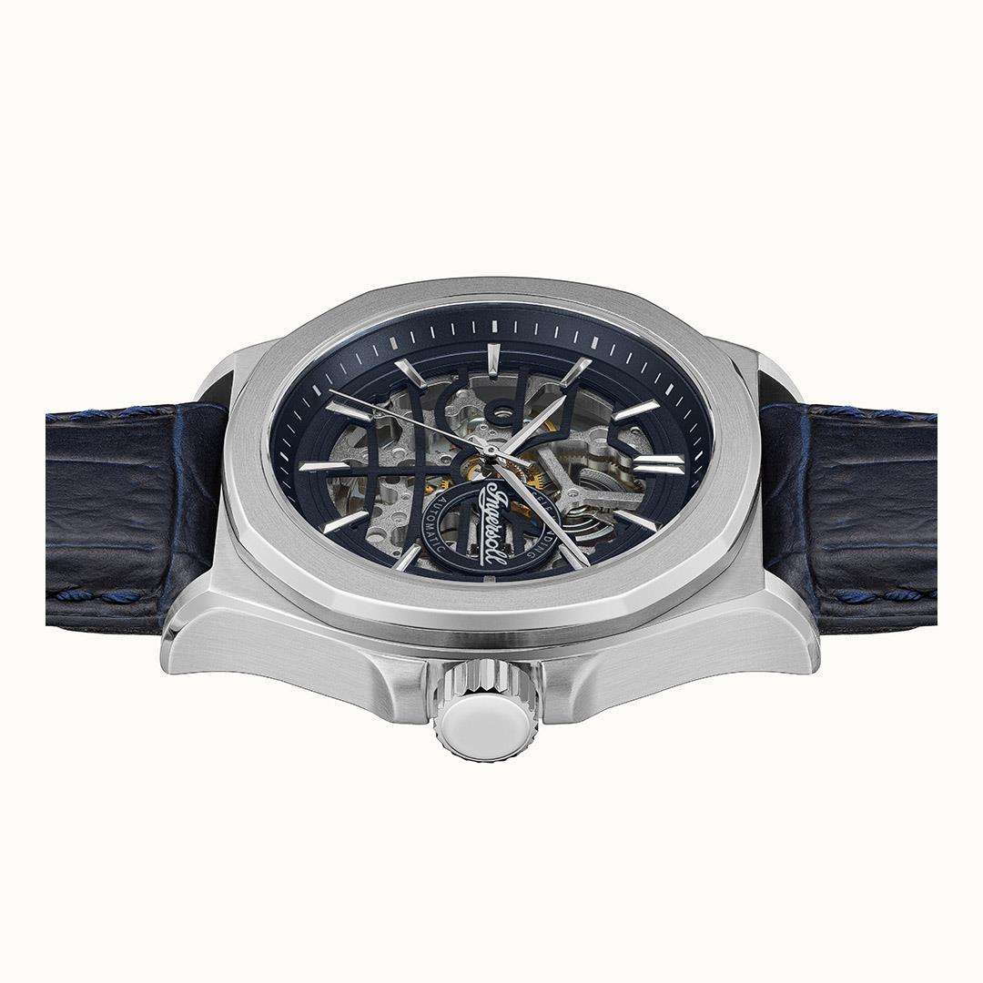 Ingersol The Orville Automatic Navy Blue Leather Strap Blue Dial Men's Watch I09306
