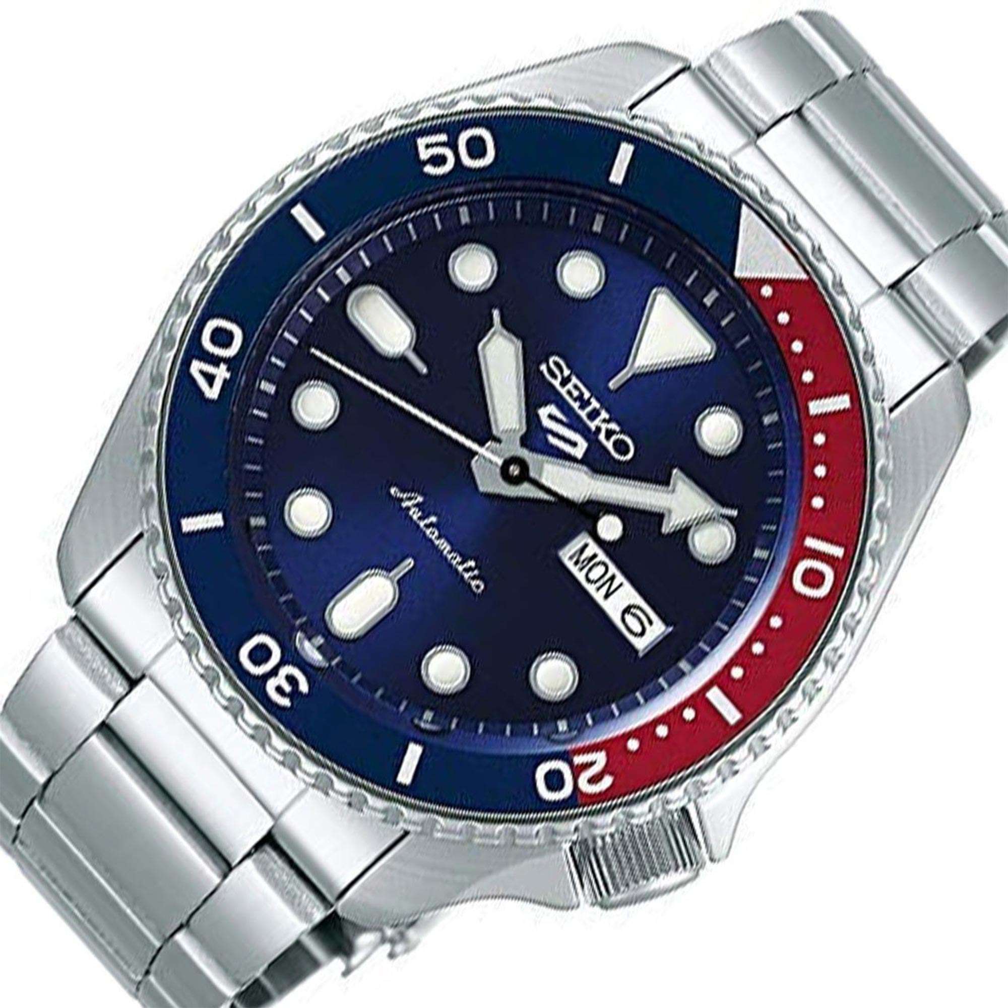 Seiko 5 Sports Pepsi Bezel Stainless Steel Bracelet Blue Dial Men's Watch SRPD53K1
