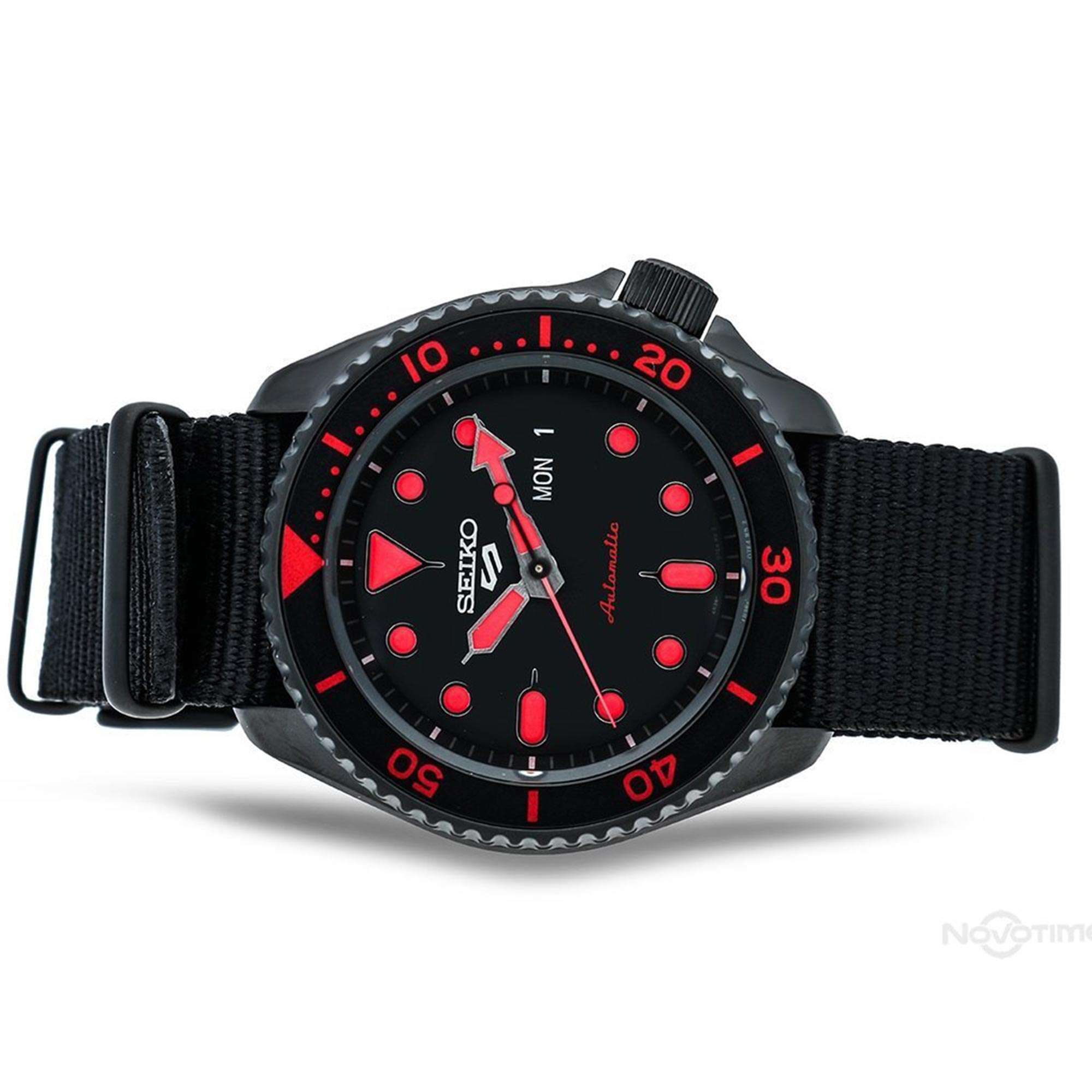 Seiko 5 Sports Black Dial Black Nylon Strap Automatic Men's Watch SRPD83K1
