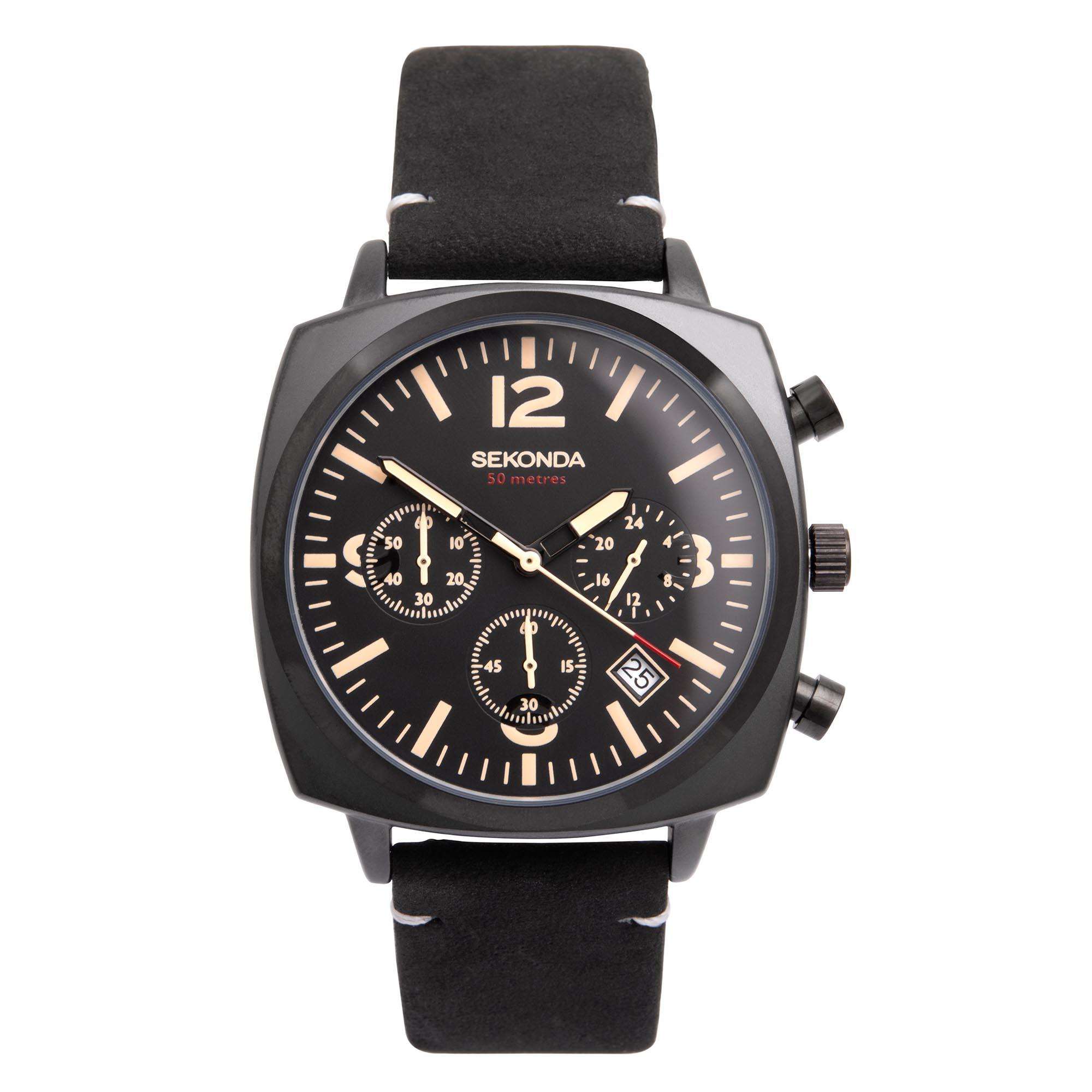 Sekonda Airborne Quartz Black Dial Black Strap Men's Watch 1991