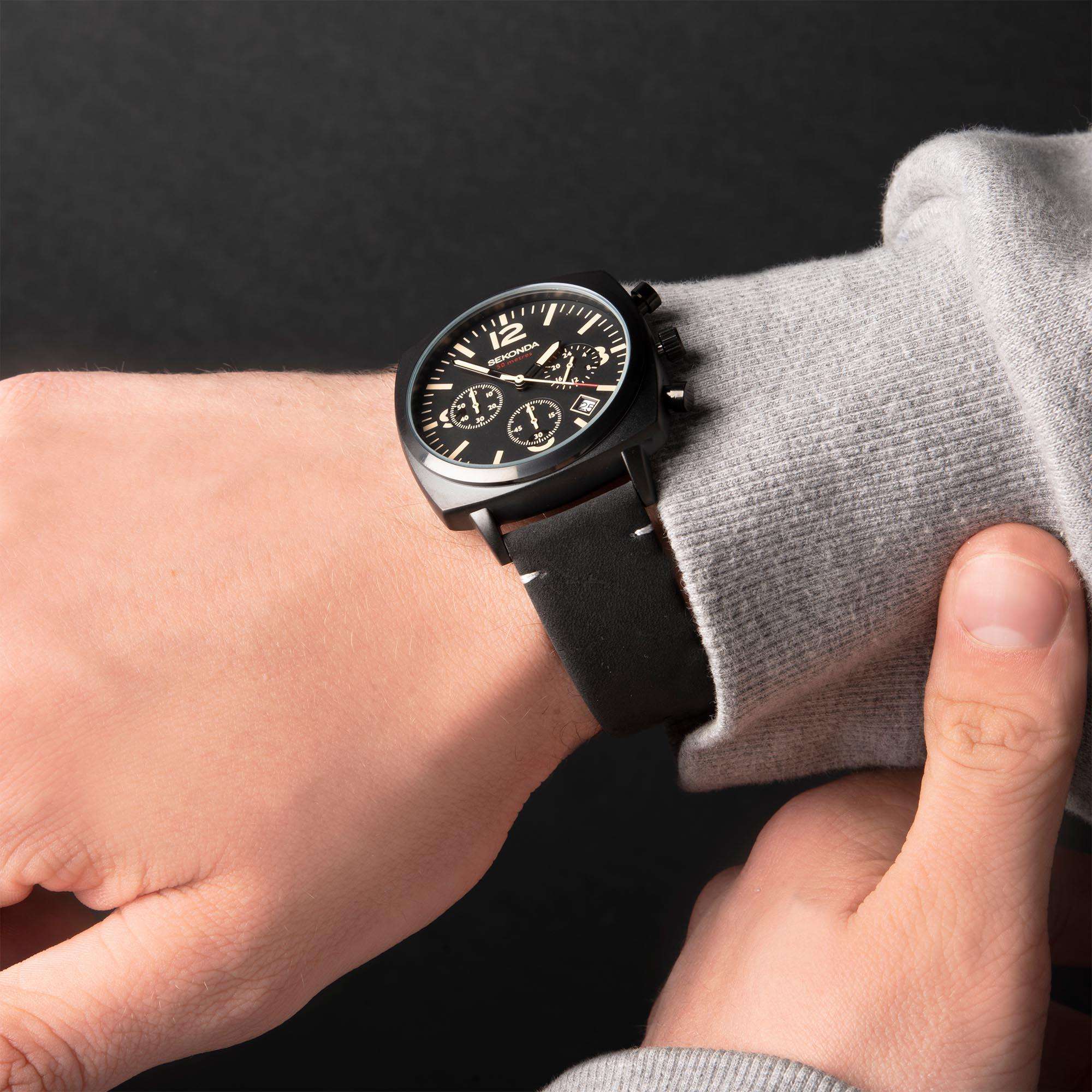 Sekonda Airborne Quartz Black Dial Black Strap Men's Watch 1991