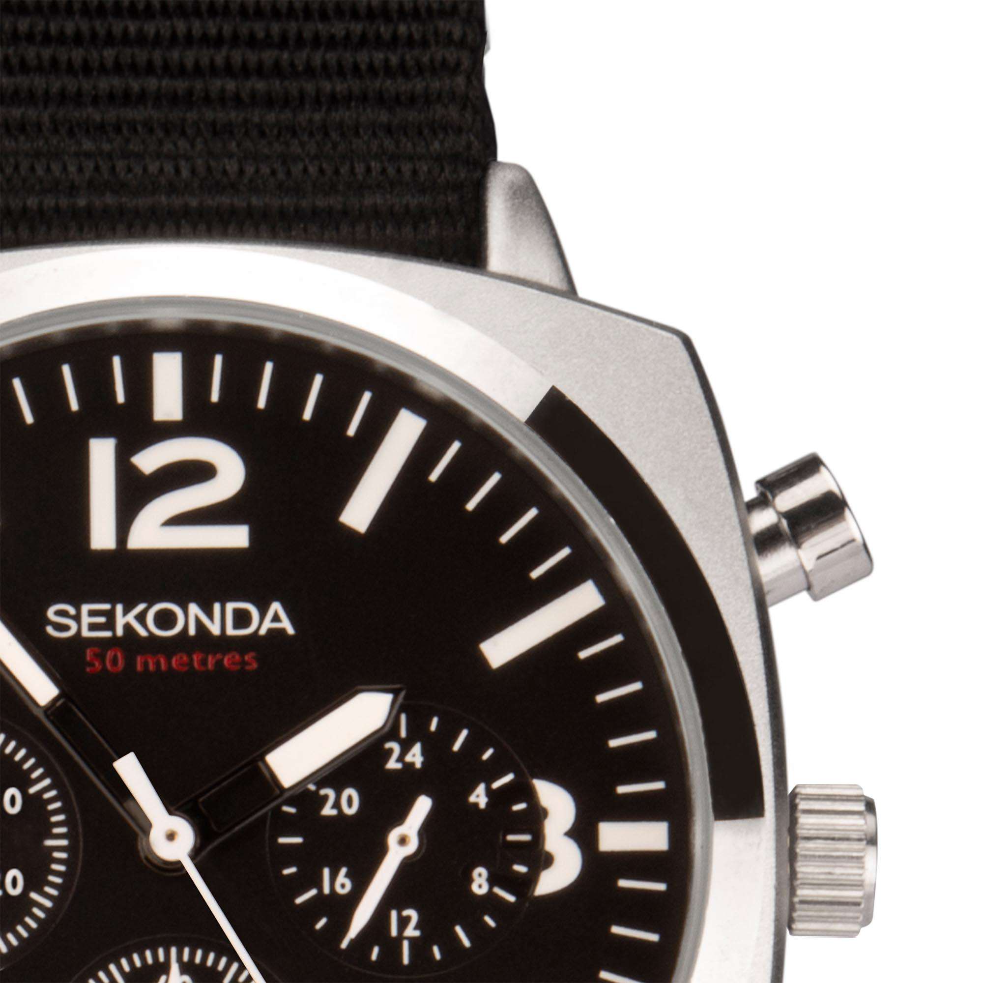 Sekonda Airborne Quartz Black Dial Black Strap Men's Watch 1989