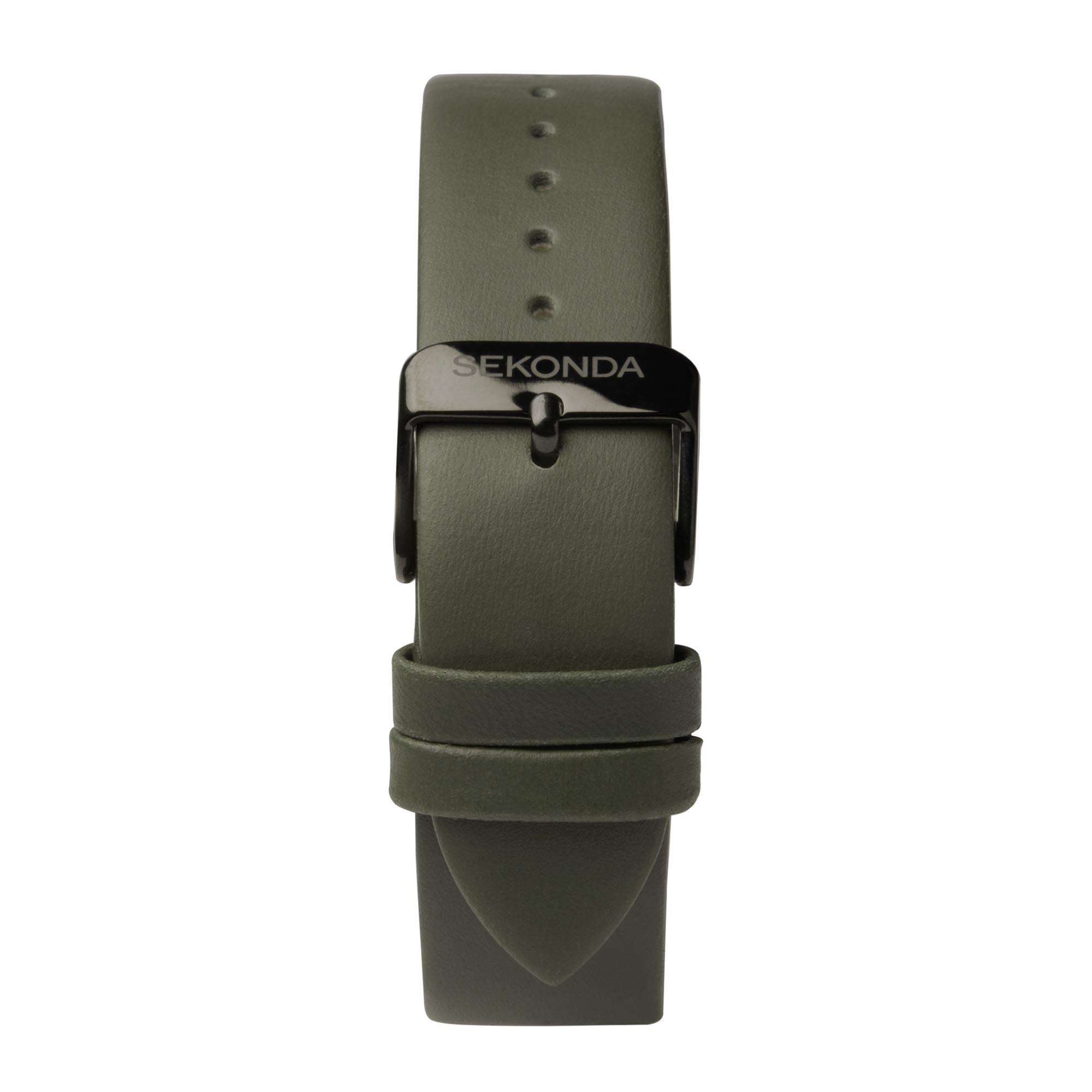 Sekonda Airborne Quartz Black Dial Green Strap Men's Watch 1990