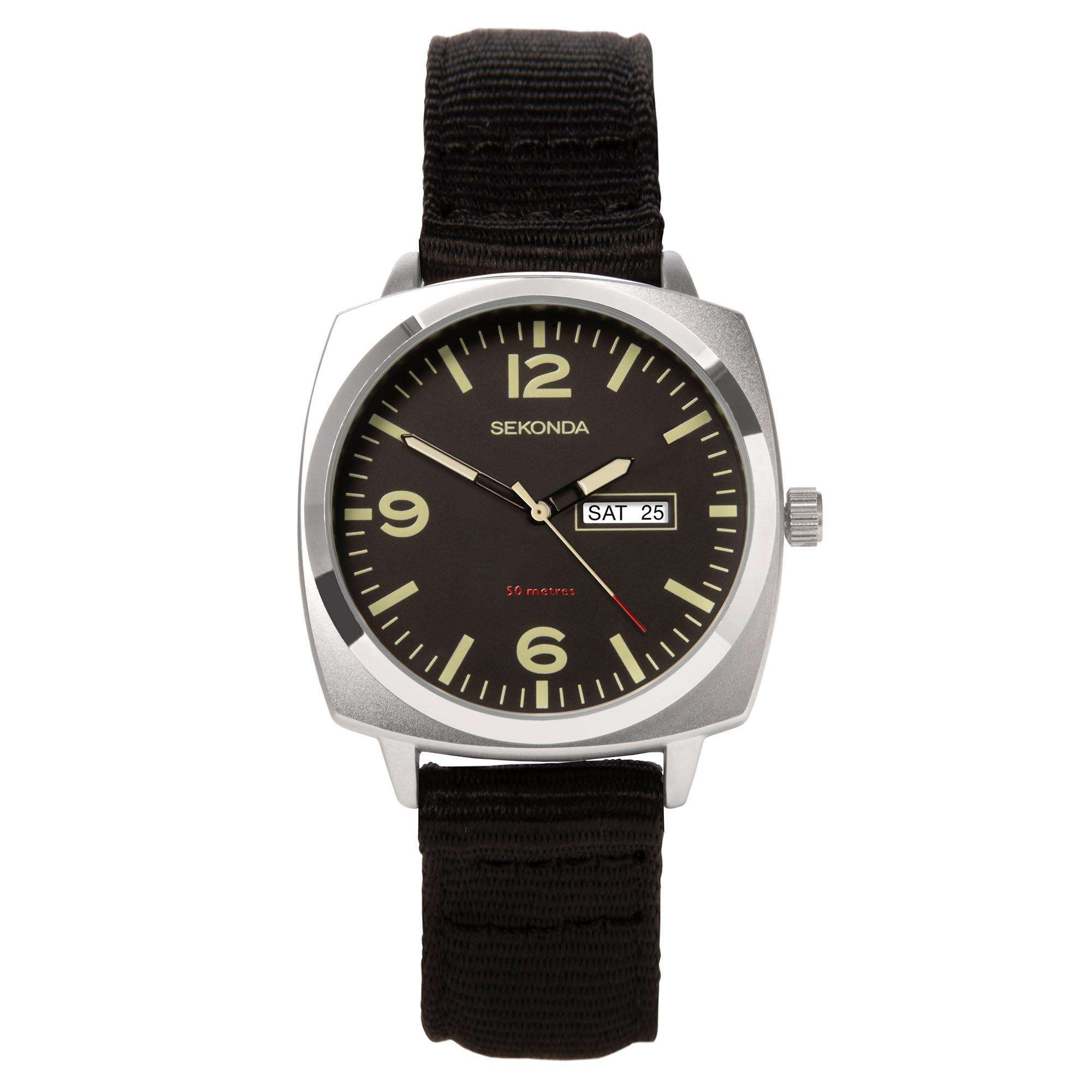 Sekonda Airborne Quartz Black Dial Black Strap Men's Watch 1992