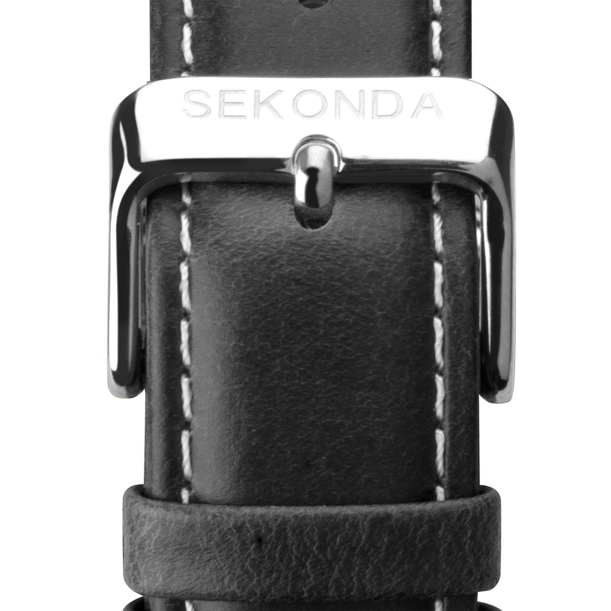 Sekonda Classic Quartz White Dial Black Leather Strap Men's Watch 1948