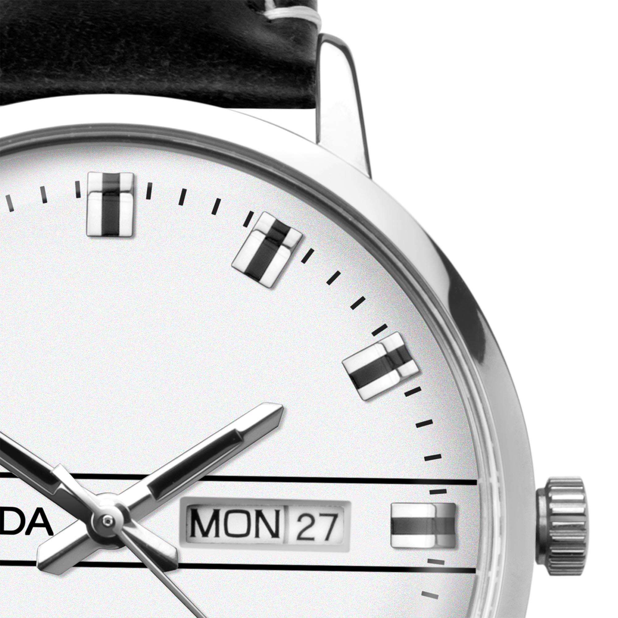 Sekonda Classic Quartz White Dial Black Leather Strap Men's Watch 1948