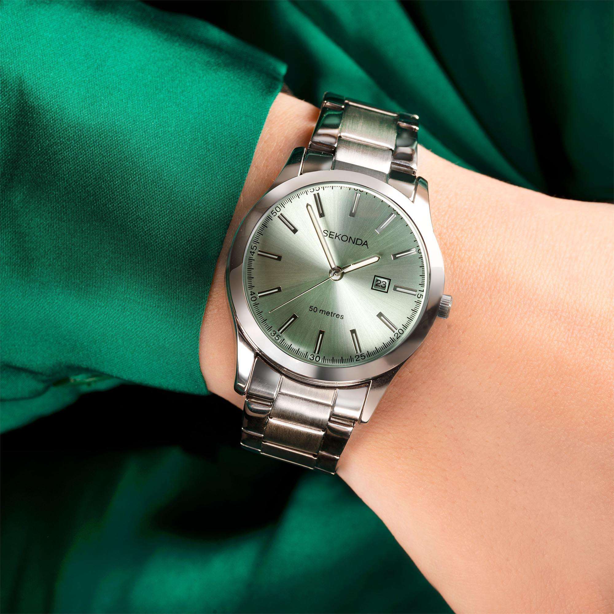 Sekonda ColourPop Quartz Green Dial Stainless Steel Bracelet Ladies Watch 40397
