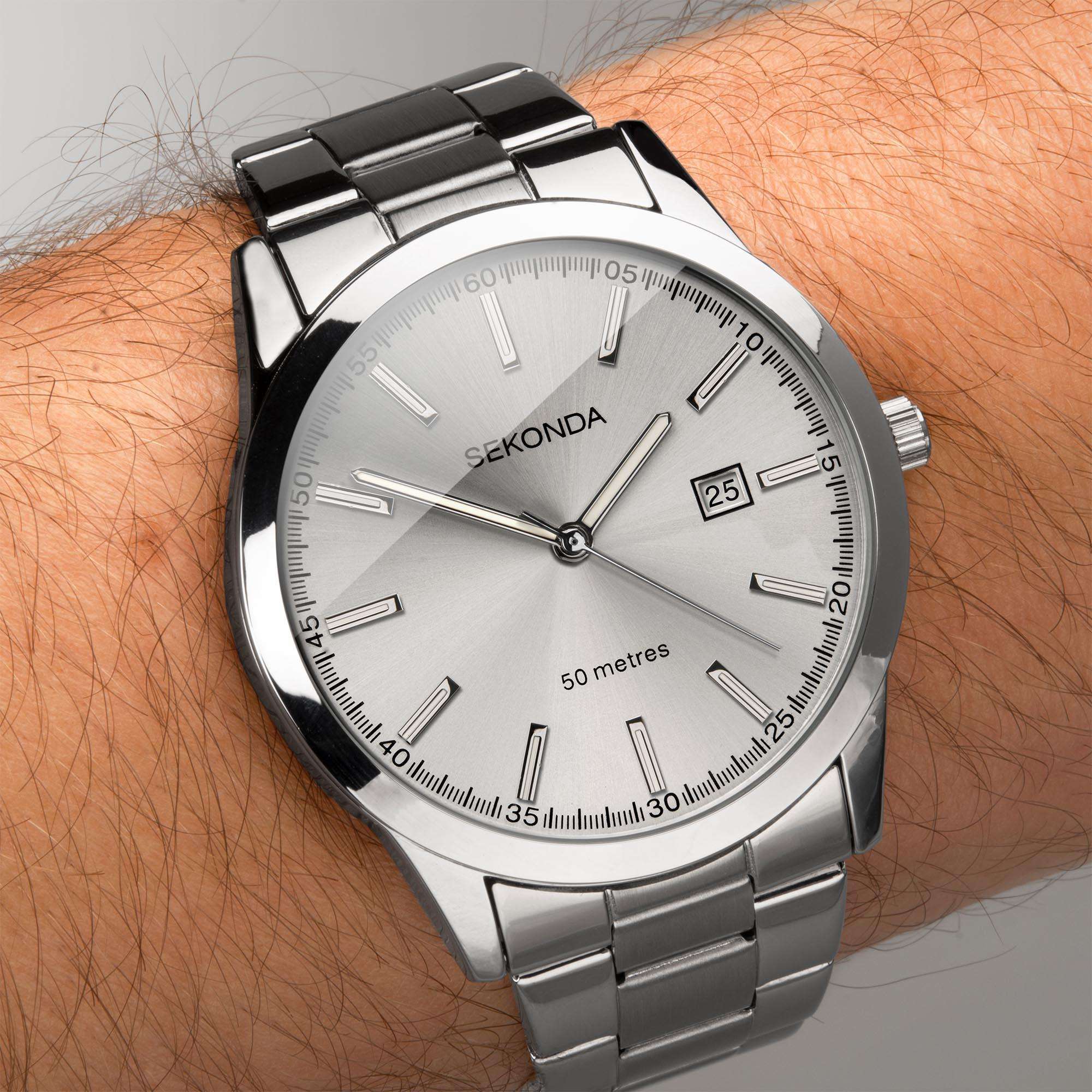 Sekonda ColourPop Quartz Silver Dial Stainless Bracelet Men's Watch 1945