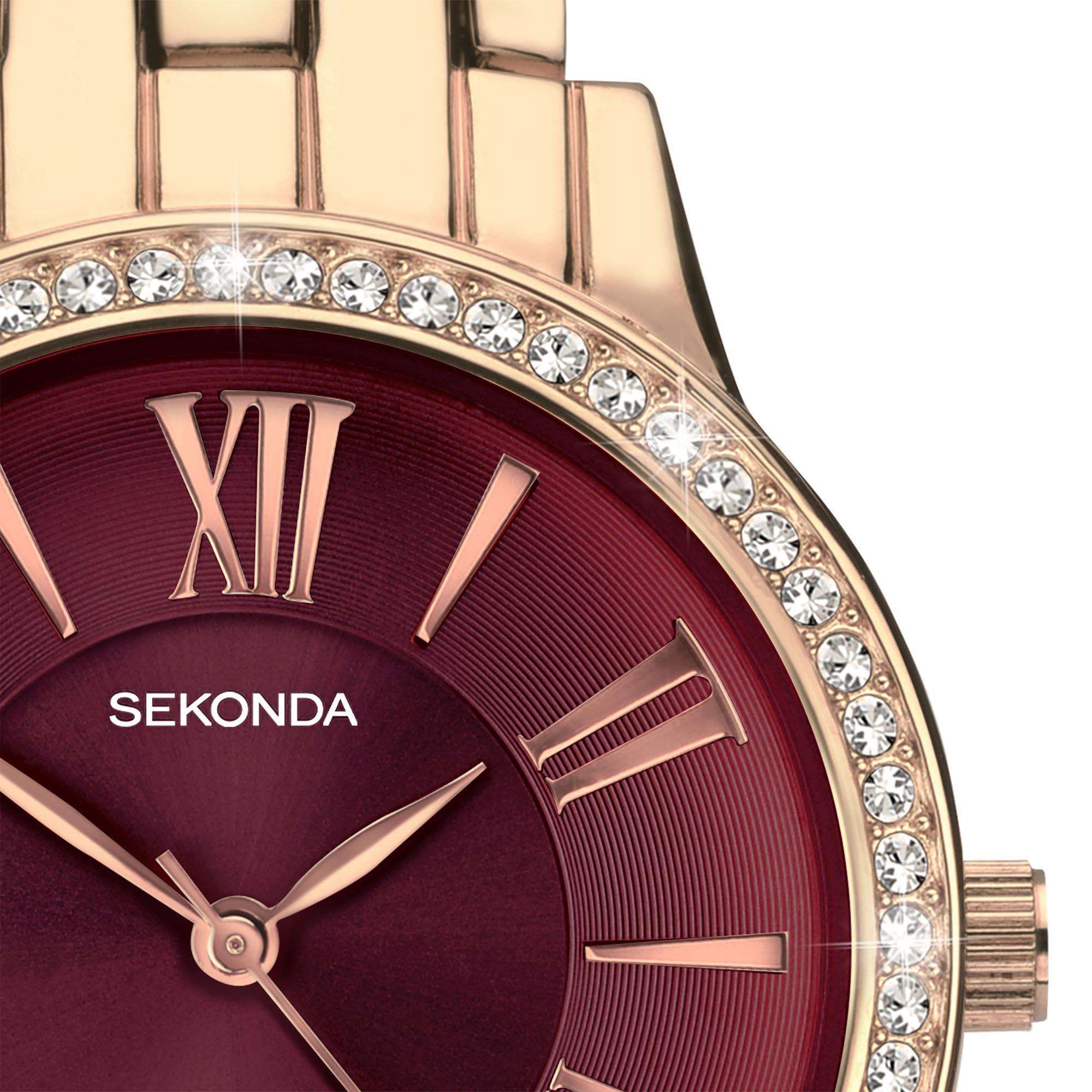 Sekonda Hero Quartz Red Dial Bronze Stainless Steel Ladies Watch 40290