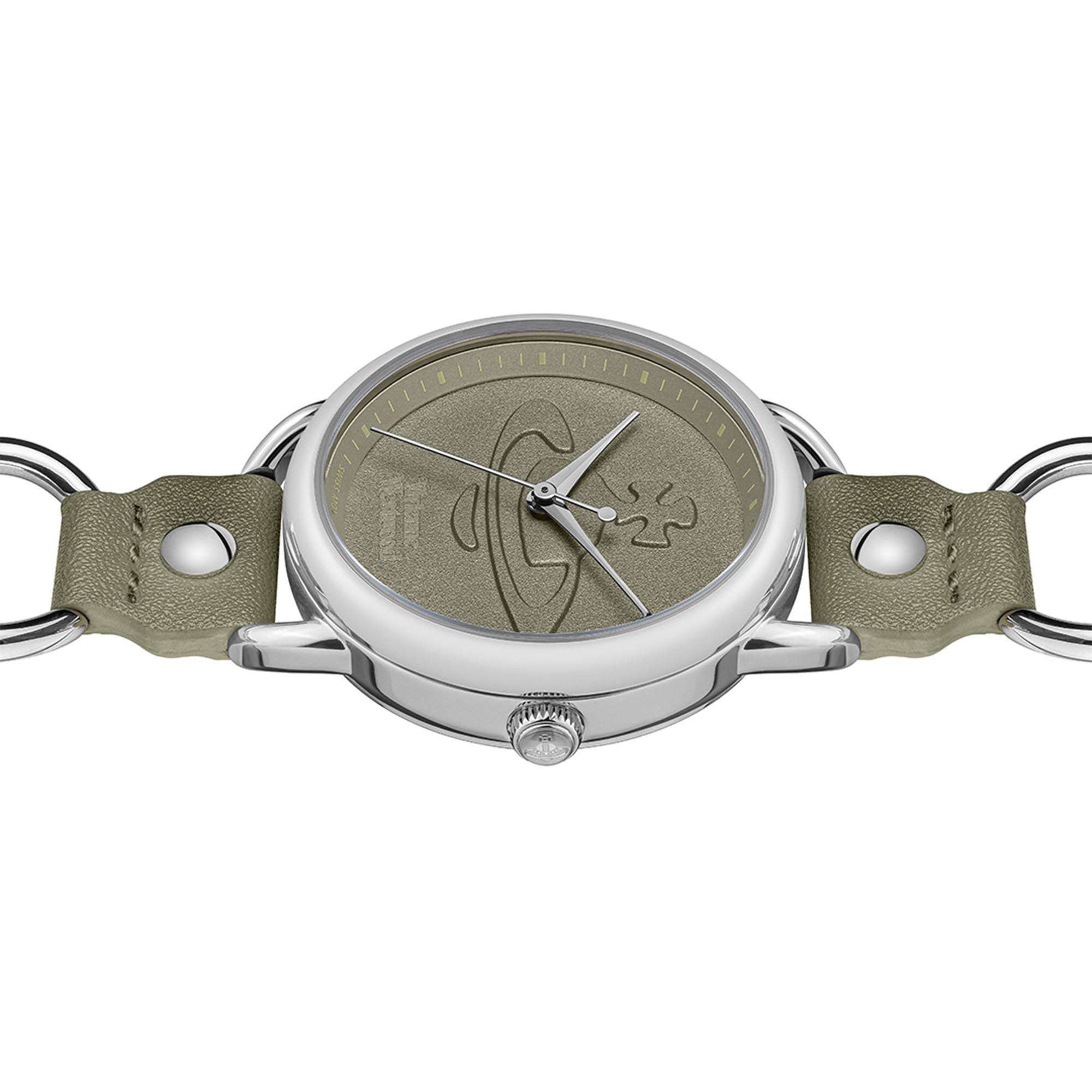 Vivienne Westwood Carnaby Quartz Olive Green Dial Olive Green Leather Strap Ladies Watch VV163OLSL