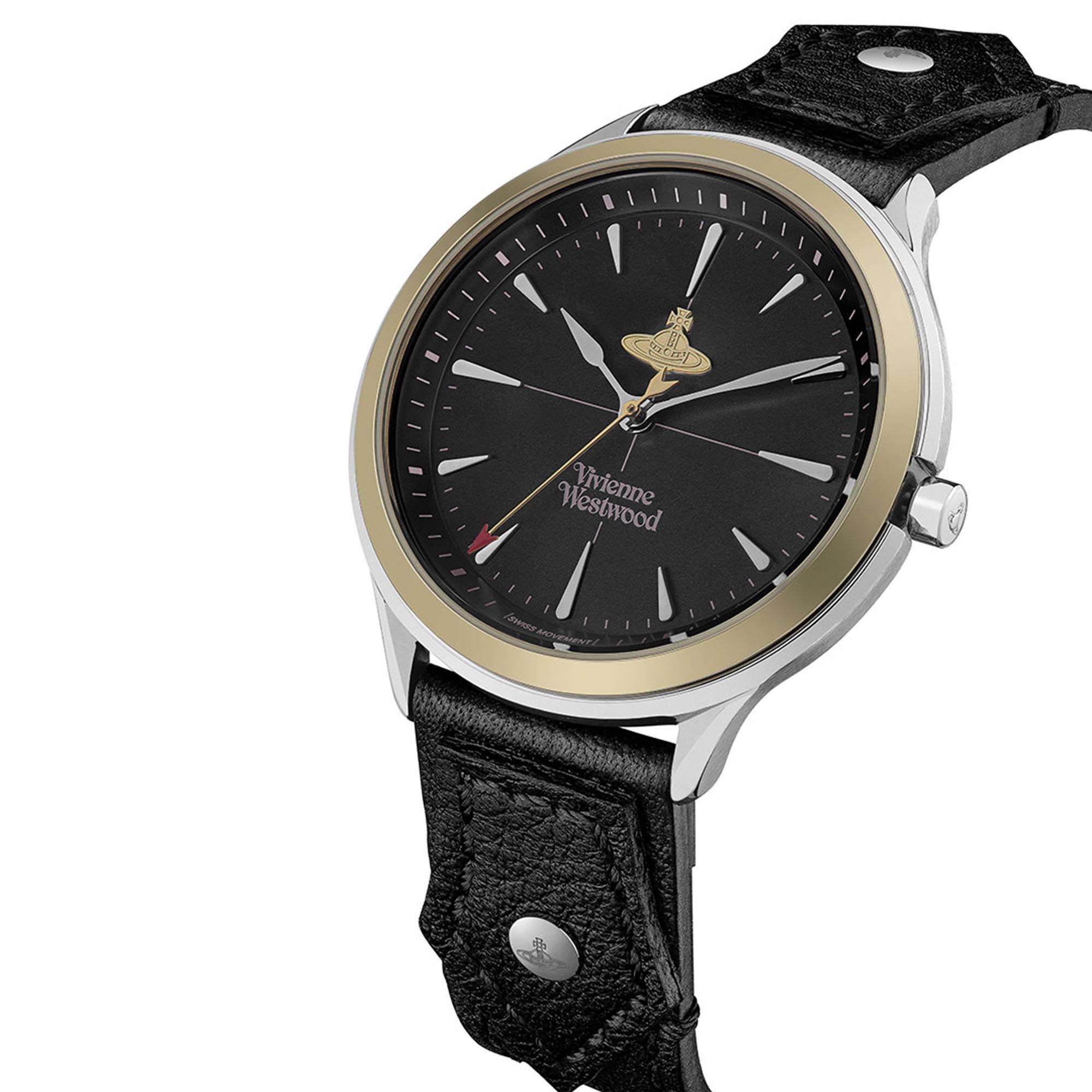 Vivienne Westwood The Elcho Quartz Black Dial Black Leather Strap Ladies Watch VV255SGBK