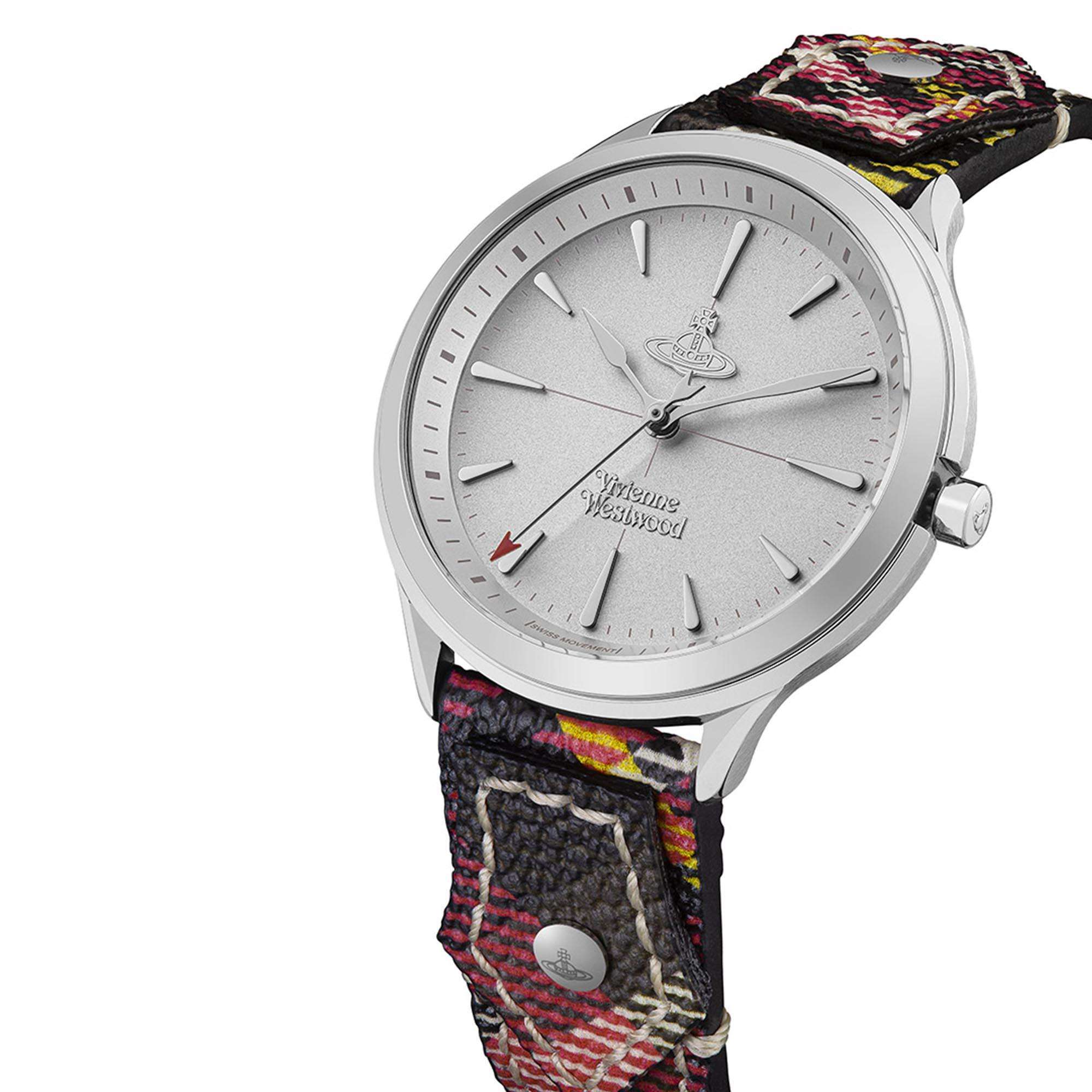 Vivienne Westwood The Elcho Quartz Silver Dial Tartan Leather Strap Ladies Watch VV255SLMT