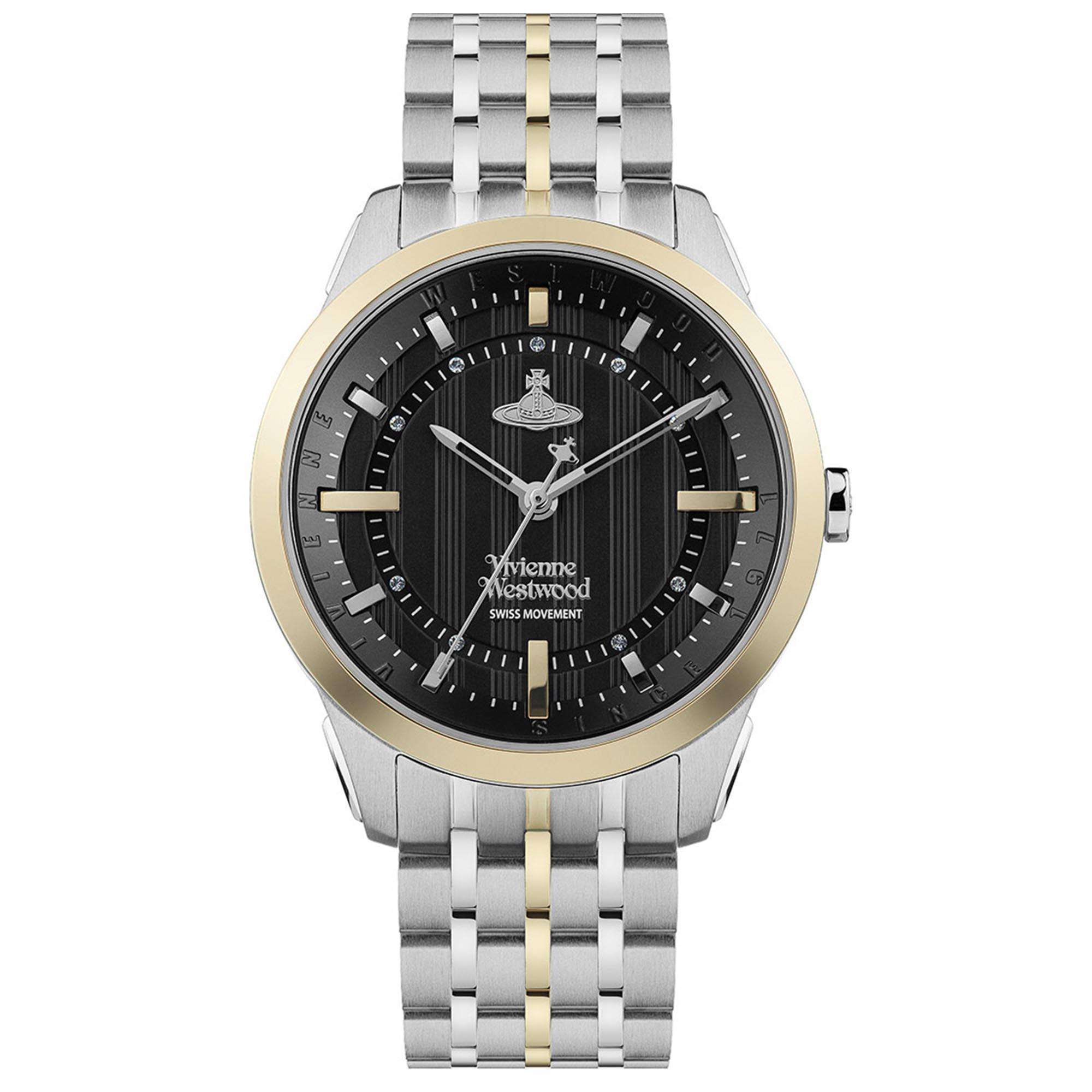 Vivienne Westwood East End Quartz Black Dial Stainless Steel Bracelet Ladies Watch VV262BKSG