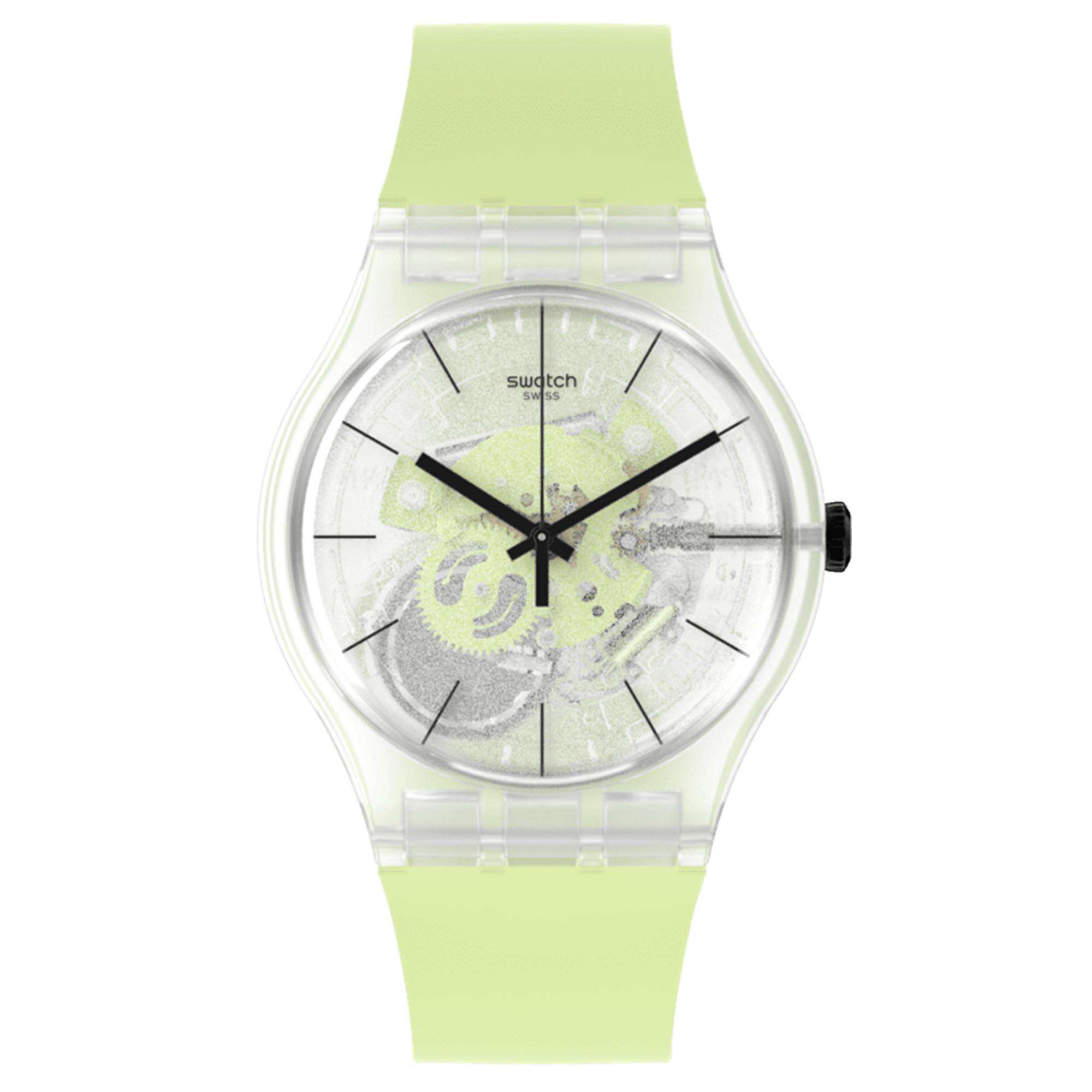 Swatch New Gent Green Daze Quartz Transparent Dial Green Strap Watch SO29K106