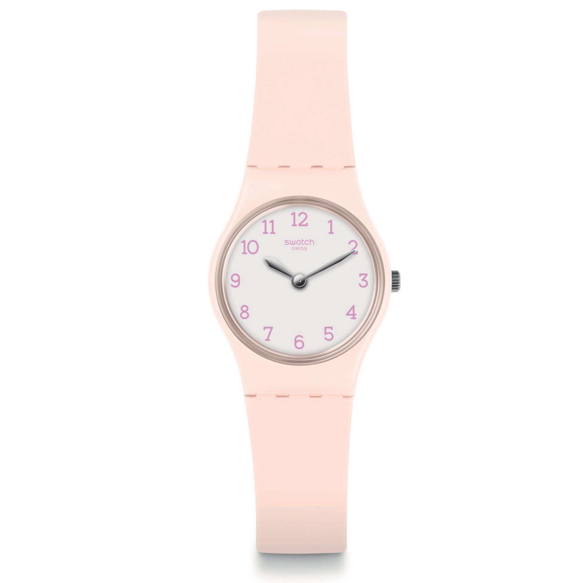Swatch Original Gent Pinkbelle White Dial Silicone Strap Ladies Watch LP150