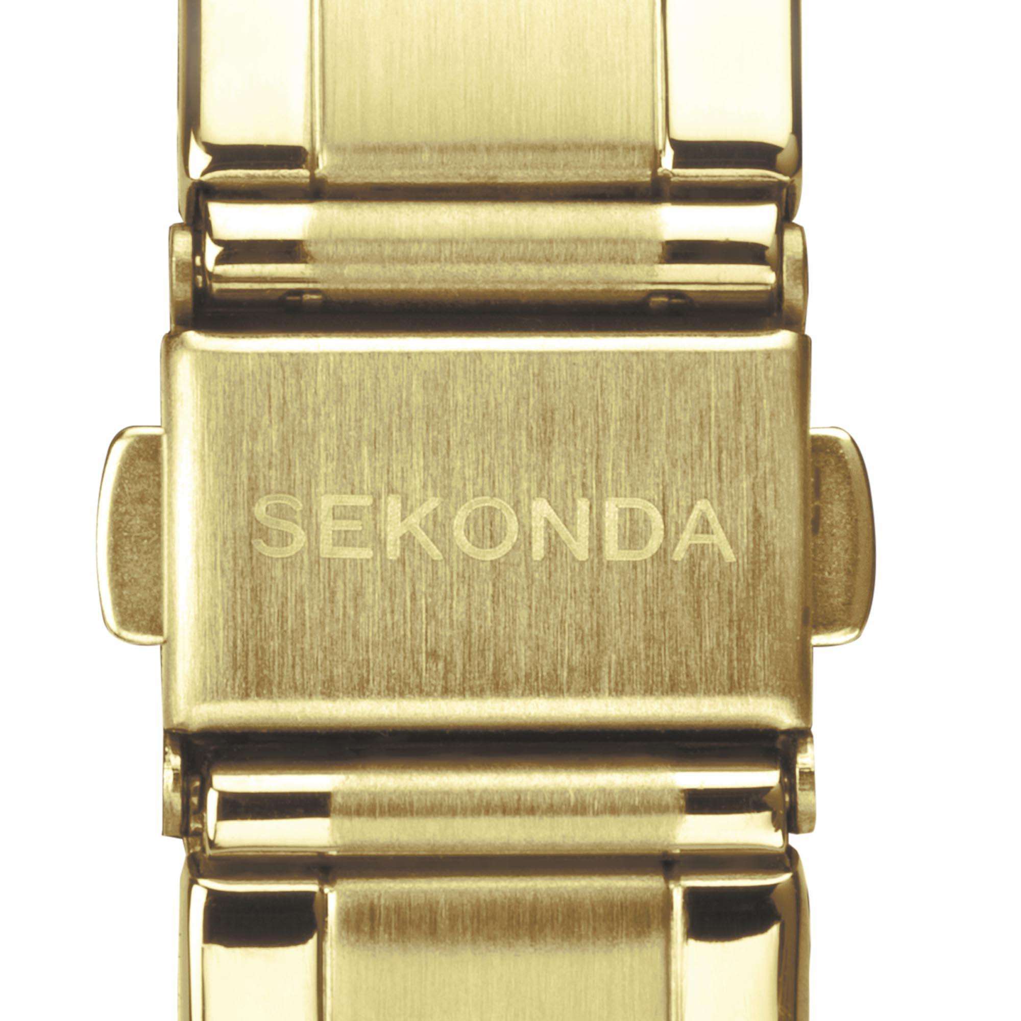 Sekonda Classic Colour Pop Quartz Champagne Dial Gold PVD Stainless Steel Bracelet Ladies Watch 40428