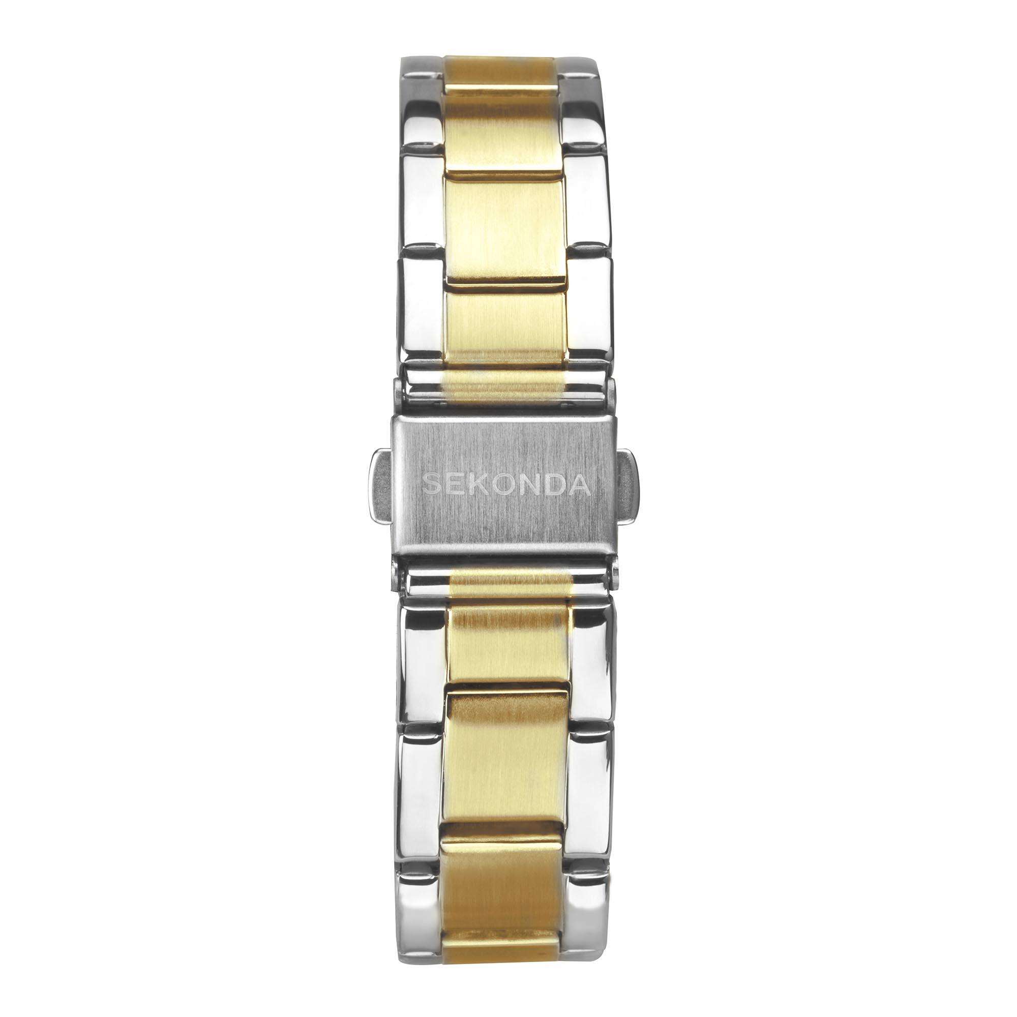 Sekonda Classic Colour Pop Quartz Black Dial Two Tone Stainless Steel Bracelet Ladies Watch 40429