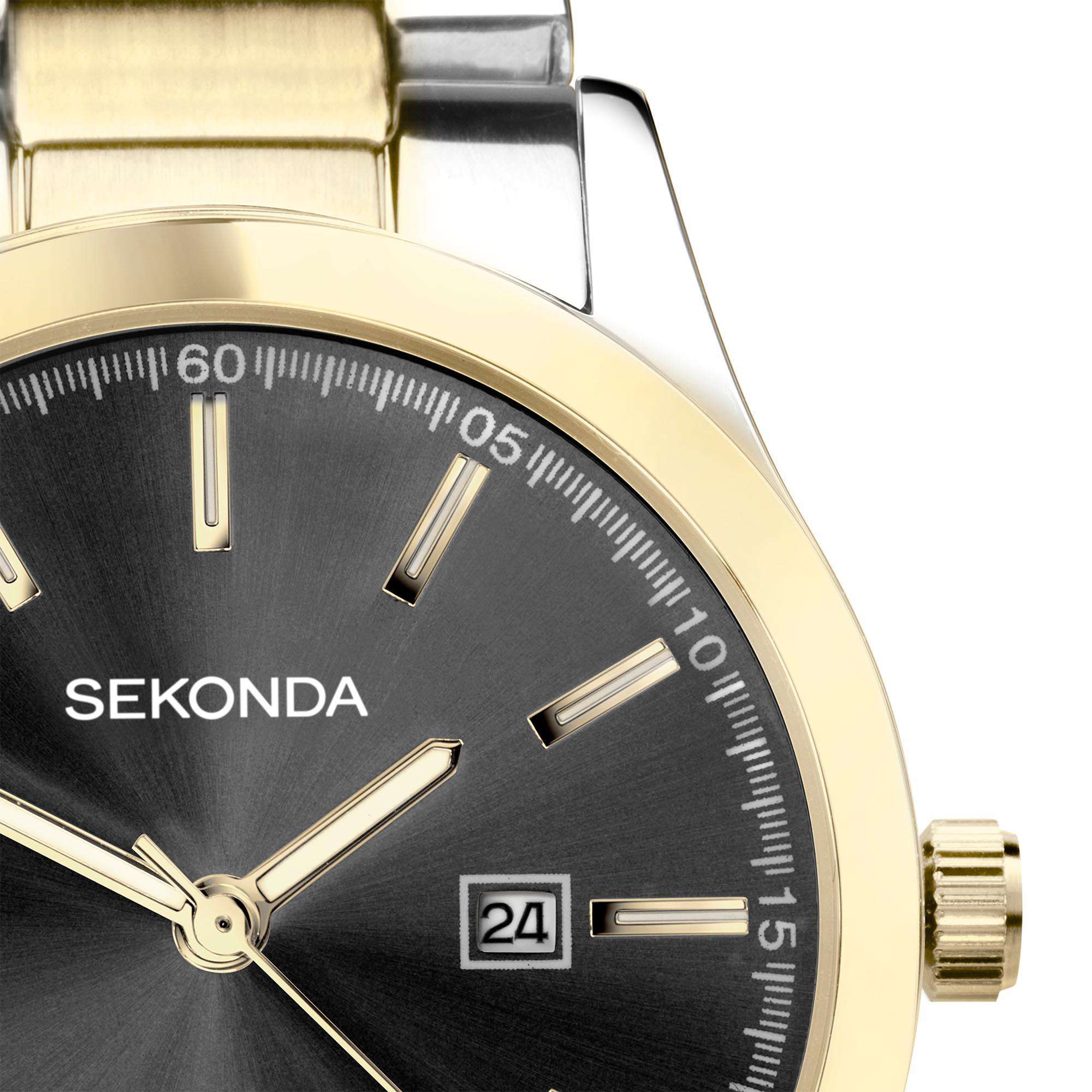 Sekonda Classic Colour Pop Quartz Black Dial Two Tone Stainless Steel Bracelet Ladies Watch 40429