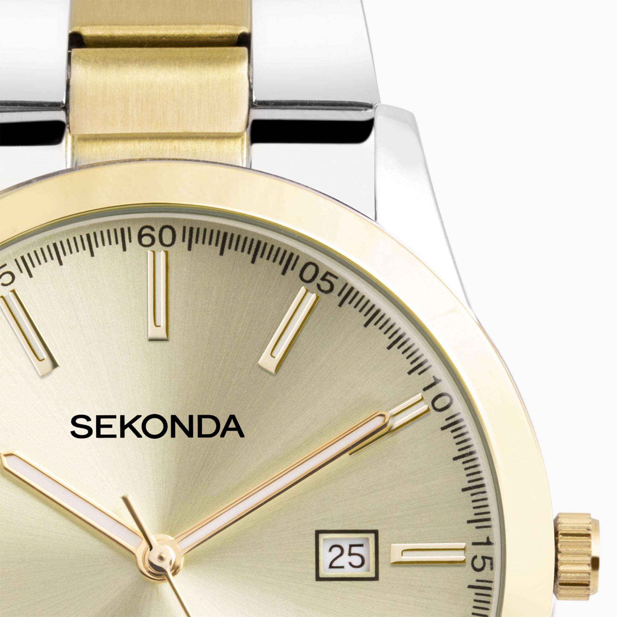 Sekonda Classic Quartz Champagne Dial Two Tone Stainless Steel Bracelet Men's Watch 1997