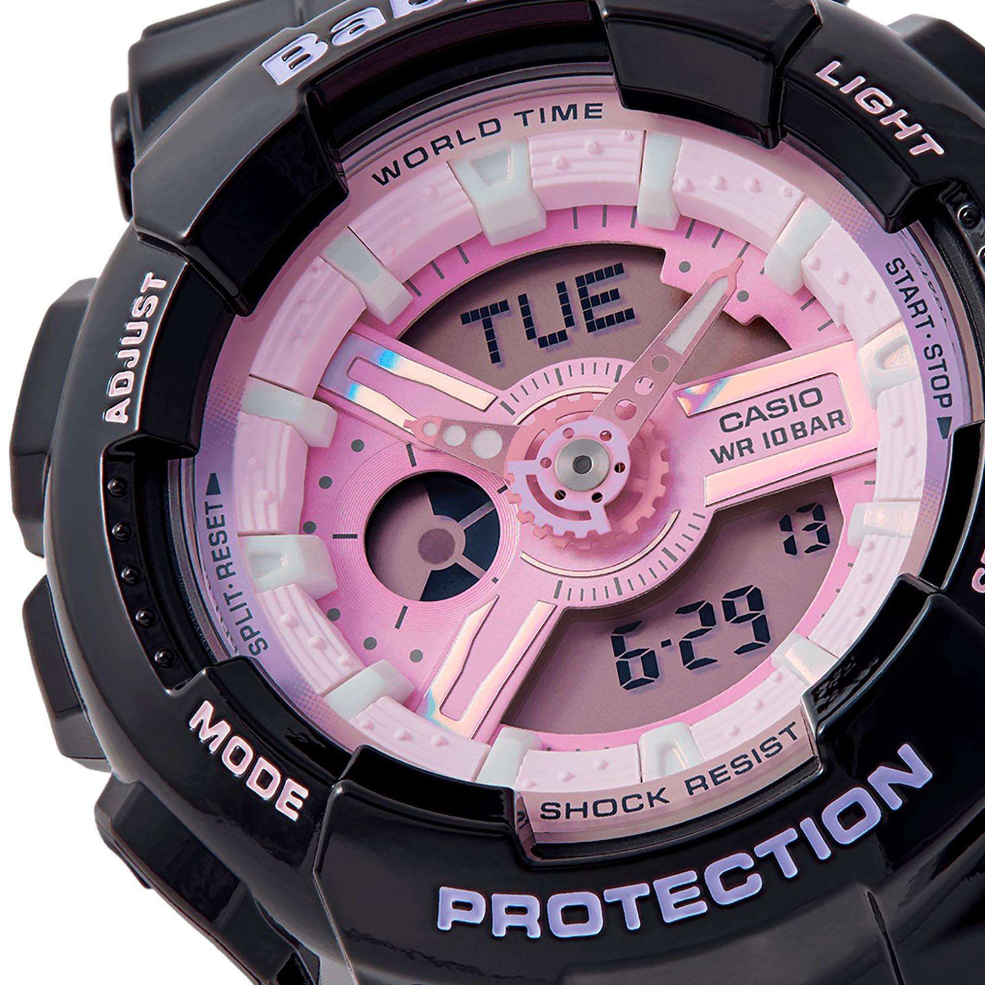 Casio G-Shock Quartz Pink Dial Black Strap Ladies Watch BA-110PL-1AER