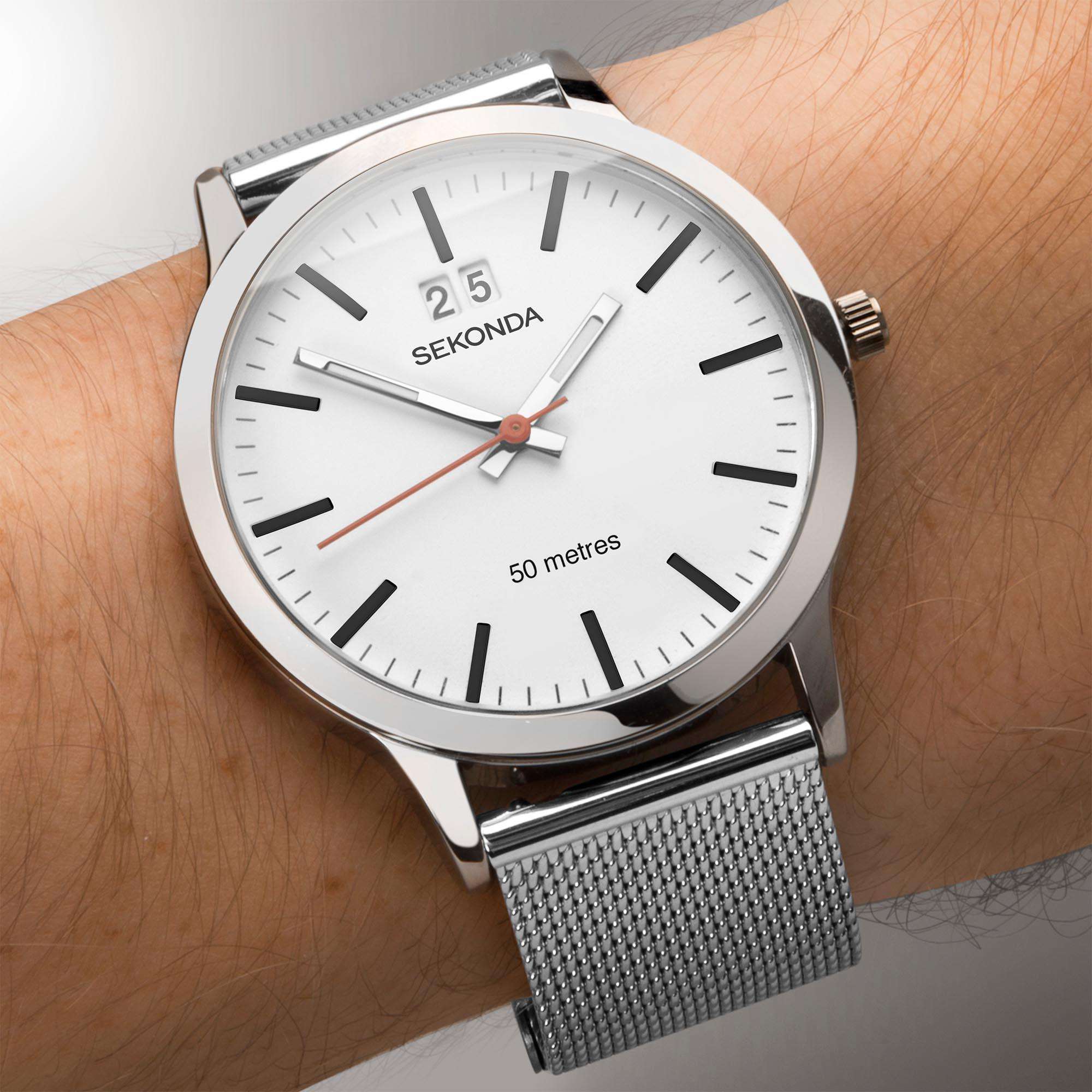 Sekonda Classic Quartz White Dial Milanese Bracelet Men's Watch 1940
