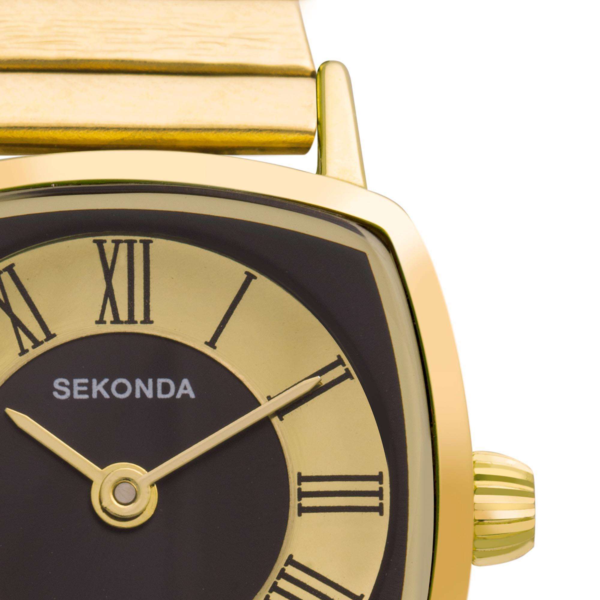 Sekonda Heritage Quartz Black Dial Gold PVD Stainless Steel Bracelet Ladies Watch 40379