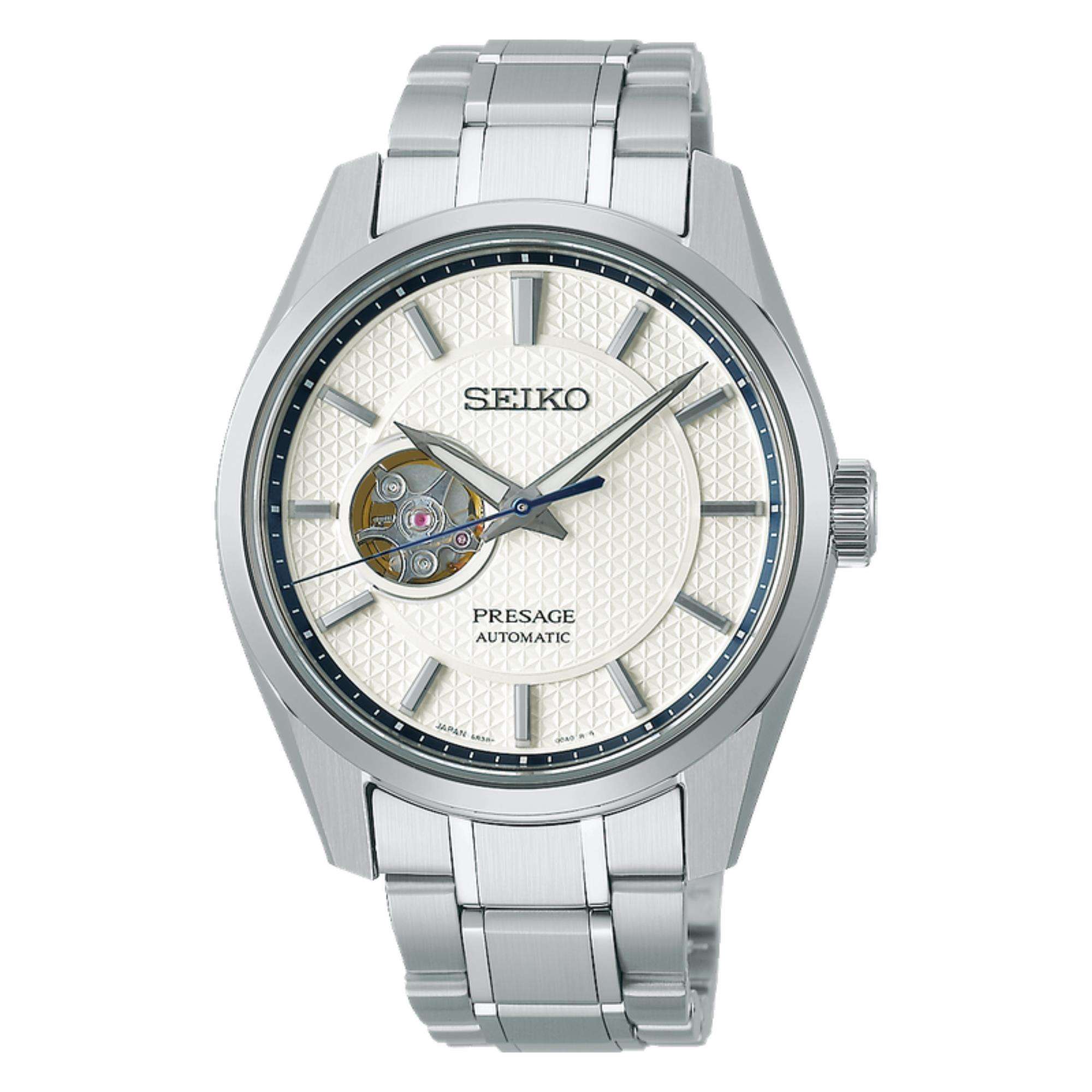 Seiko Presage Sharp Edged Midday Automatic White Dial Stainless Steel Bracelet Men's Watch SPB309J1