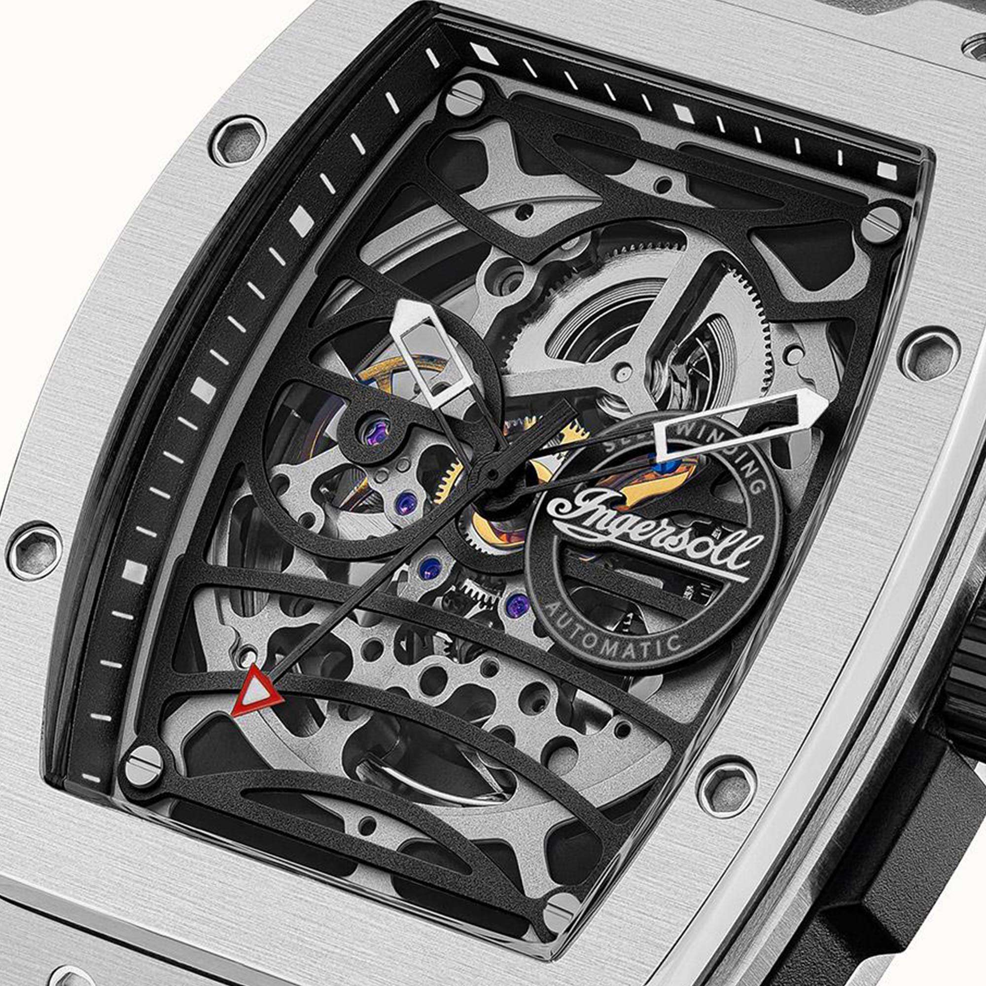 Ingersoll 1892 ‘The Challenger’ Automatic Skeleton Dial Black Rubber Strap Men's Watch I12301