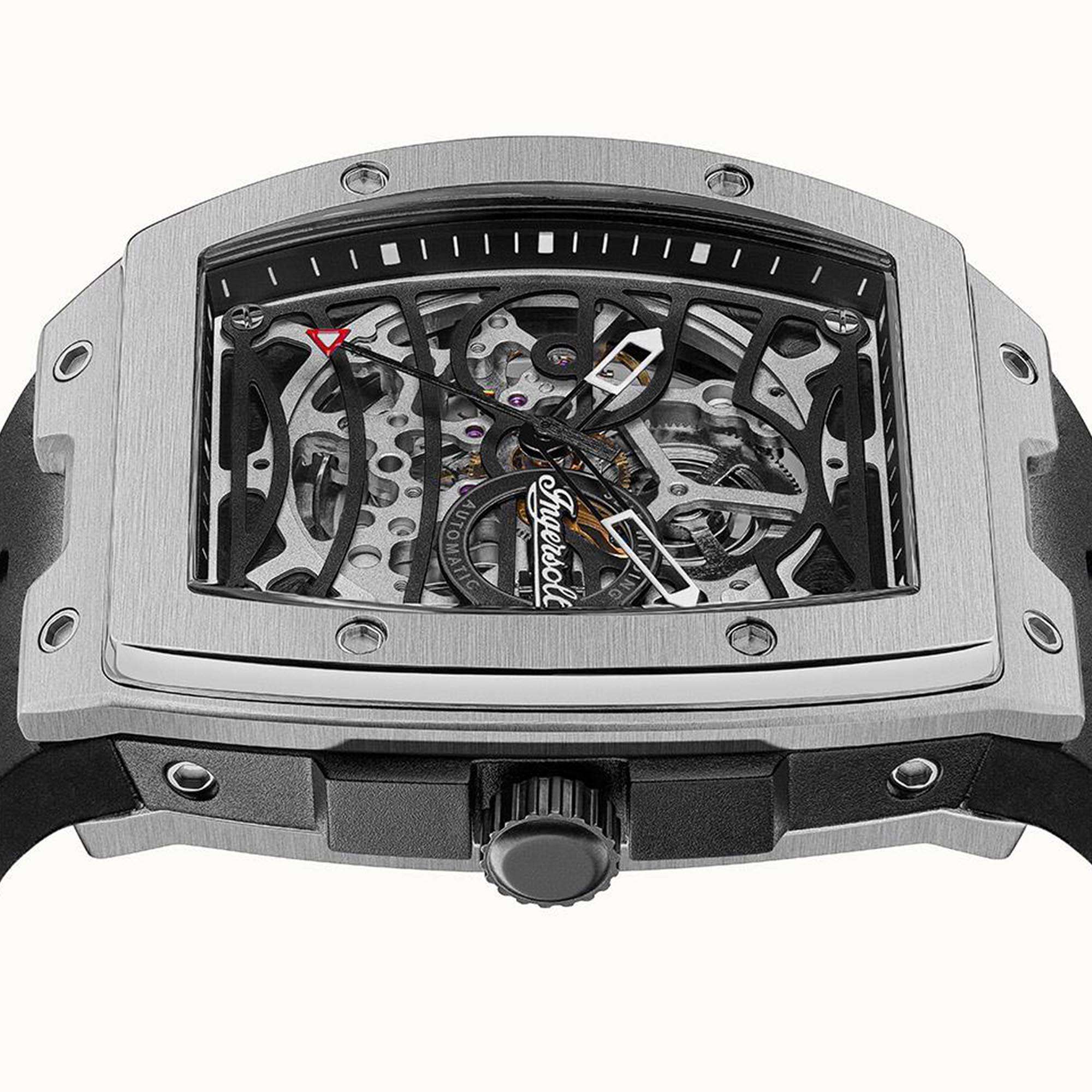 Ingersoll 1892 ‘The Challenger’ Automatic Skeleton Dial Black Rubber Strap Men's Watch I12301